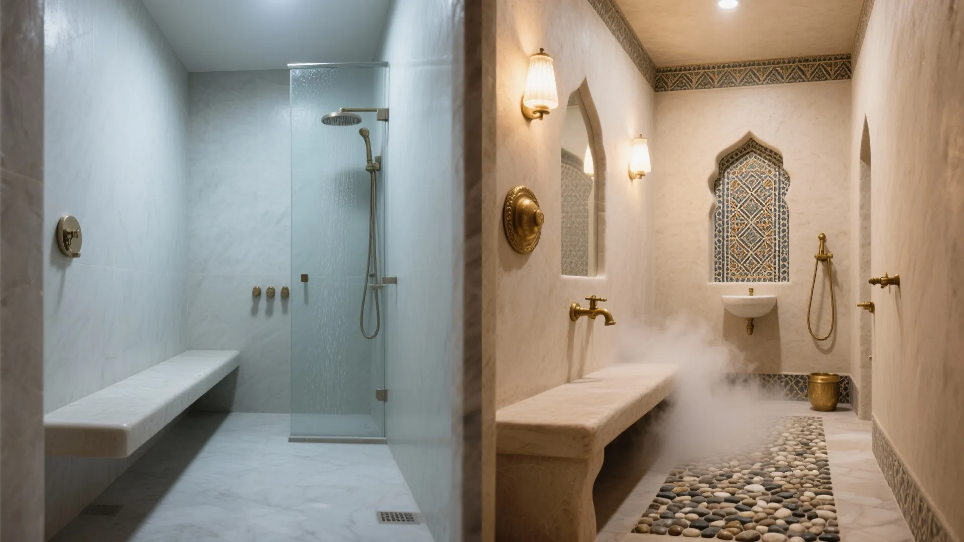 5) A tiny hammam moment: bench, steam, and scent