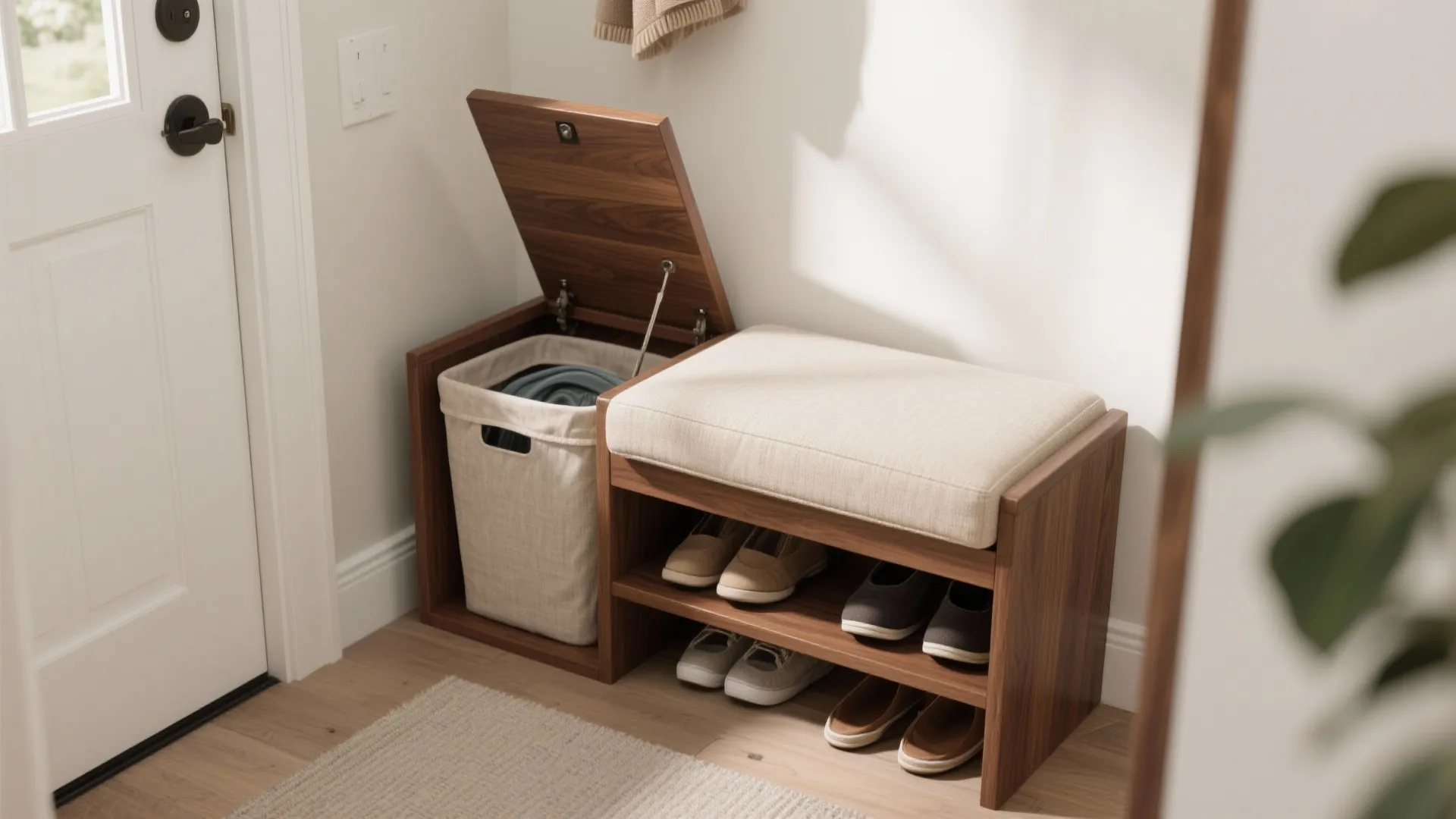 4. Hamper bench for entryways and mudrooms