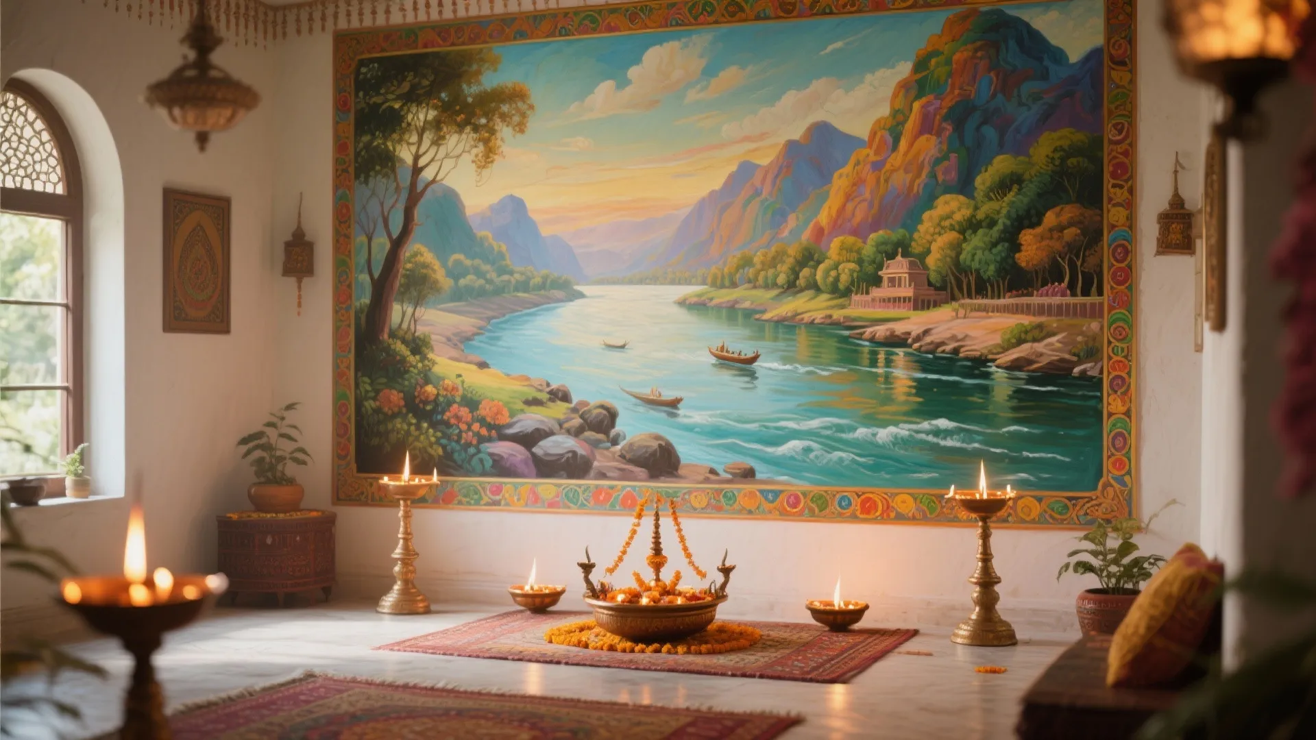 Hand-Painted Mural Wall