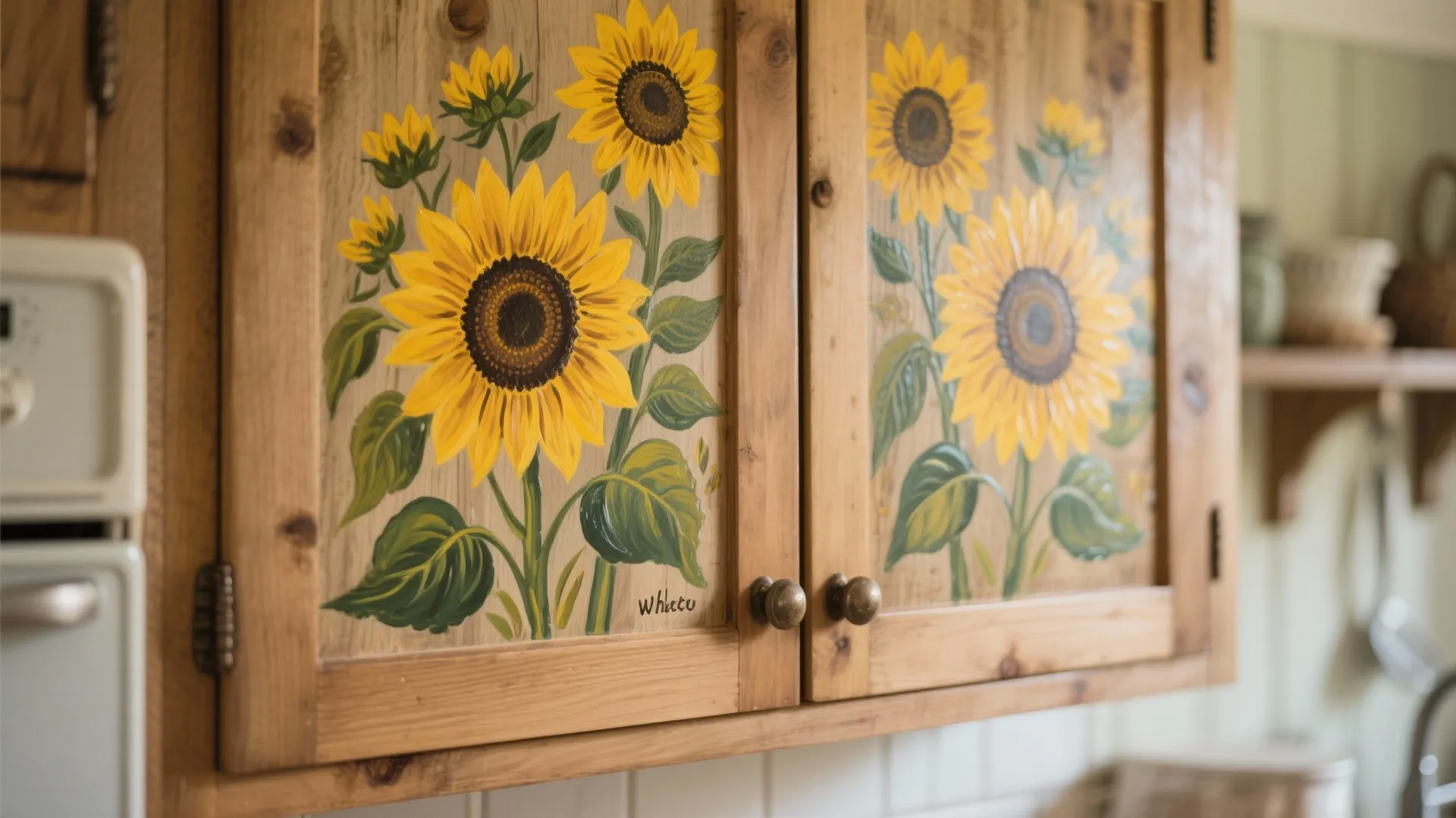 1. Hand-painted Cabinet Panels