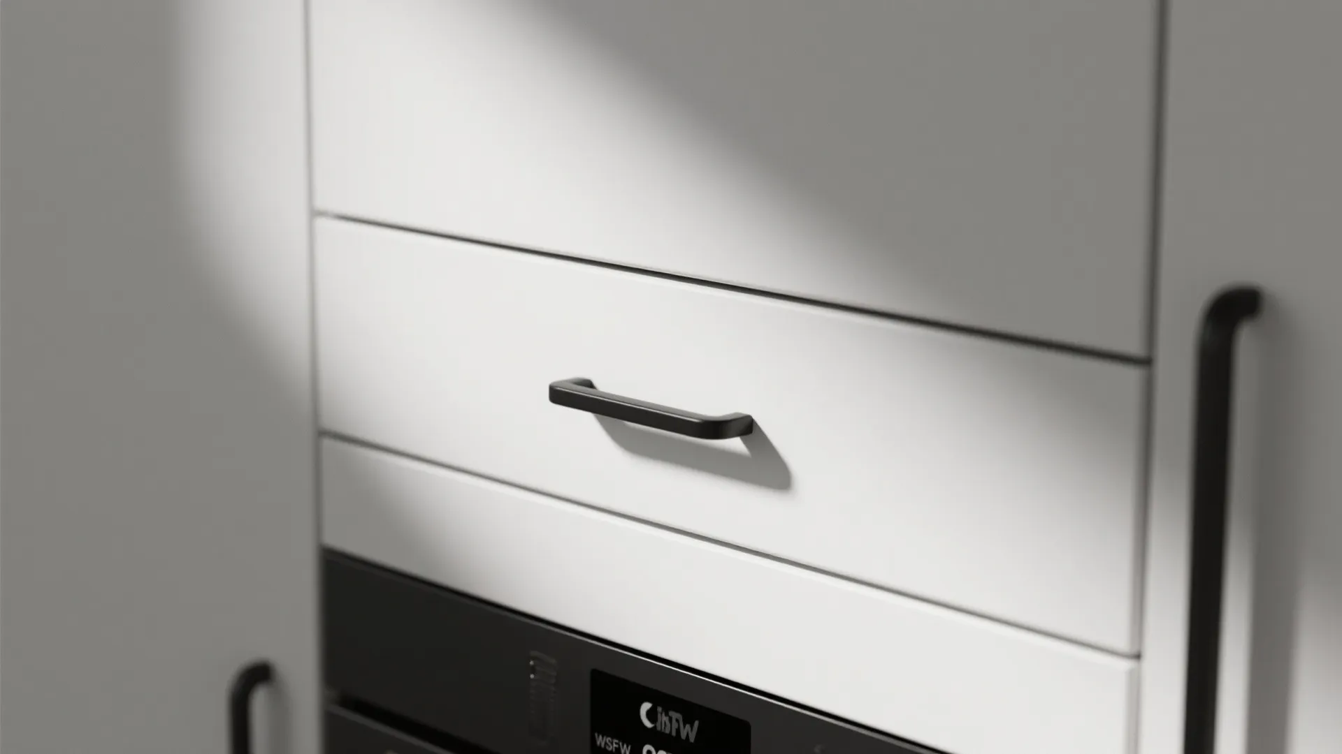 4. Handleless Look with Strategic Black Accents