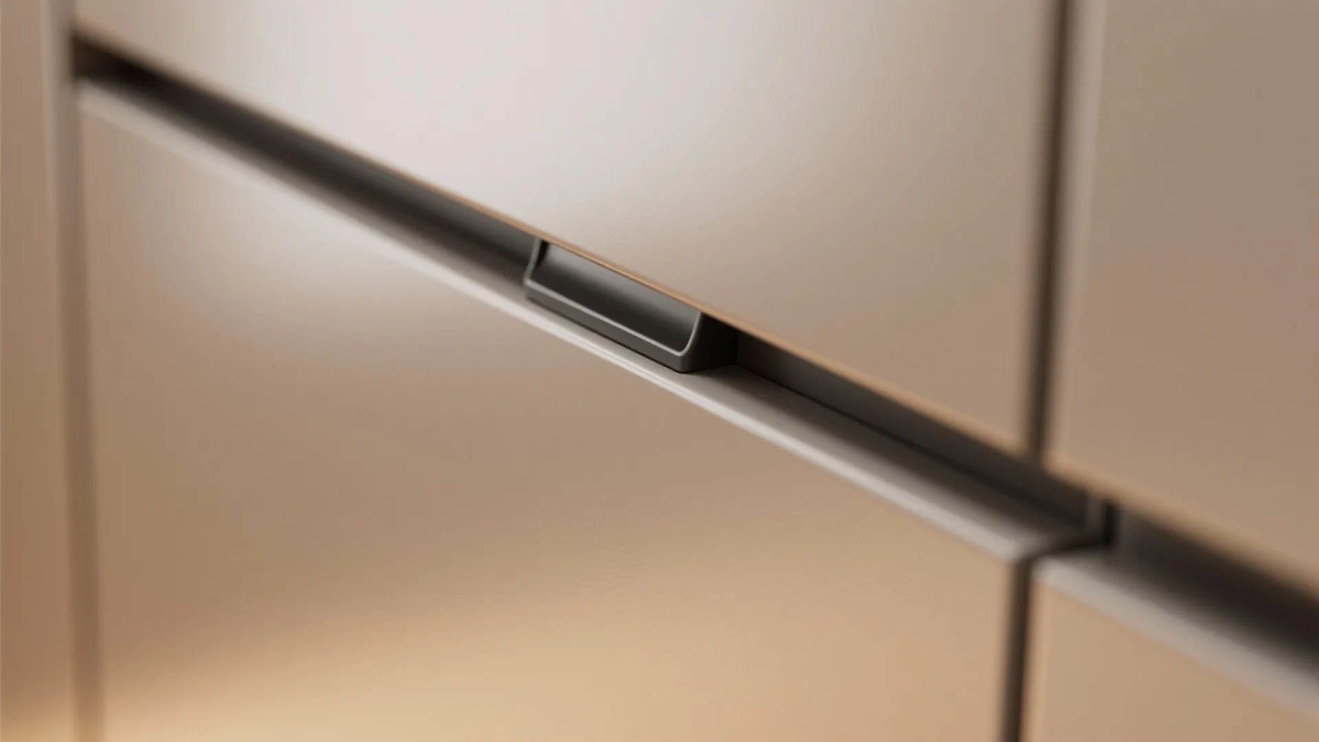 2. Handleless (Push-to-Open or Integrated Pulls)