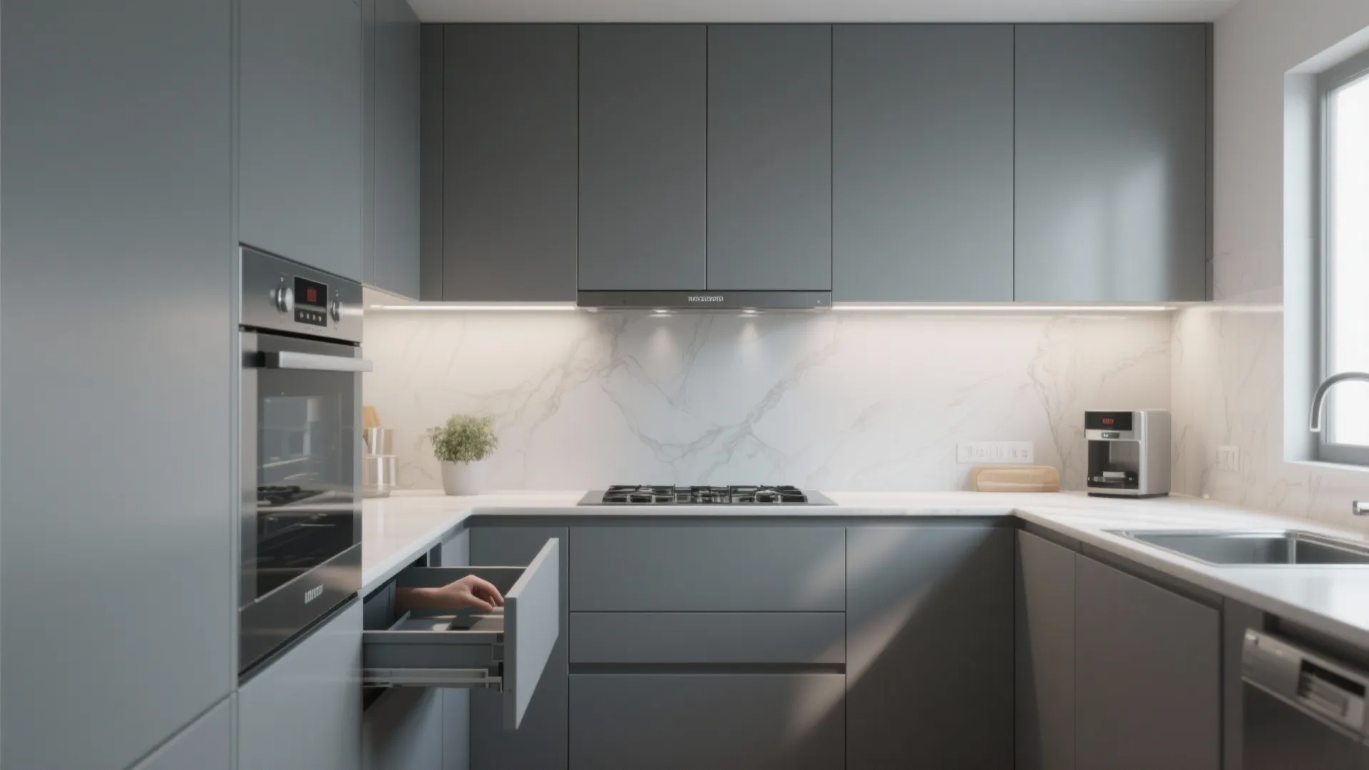 5. Integrated Appliances and Handleless Fronts