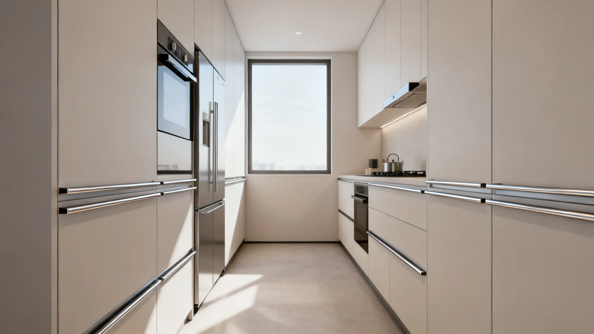 Handleless and integrated-pull doors for continuous lines