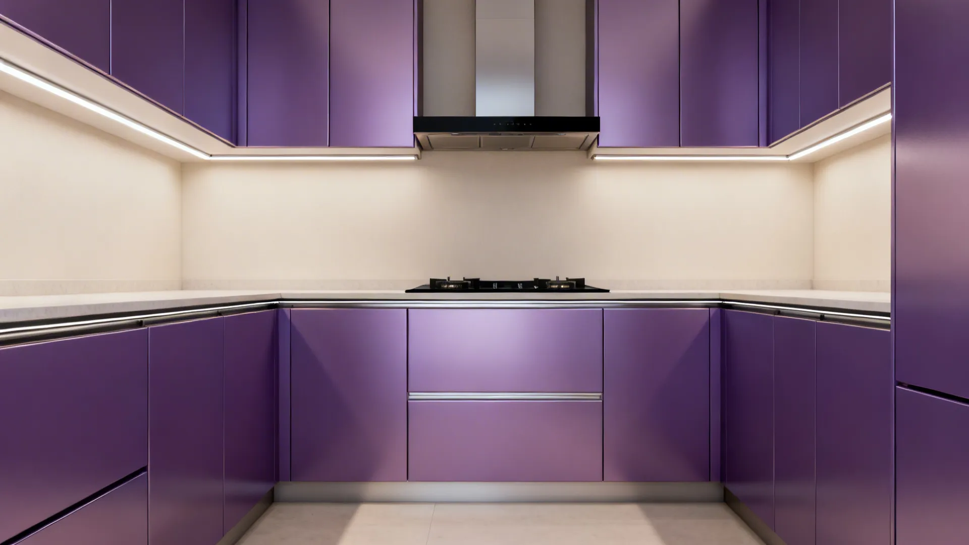 Handleless Violet with Integrated Lighting