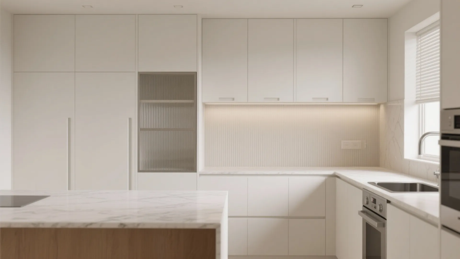 Minimalist wall almirahs with clean, handleless fronts