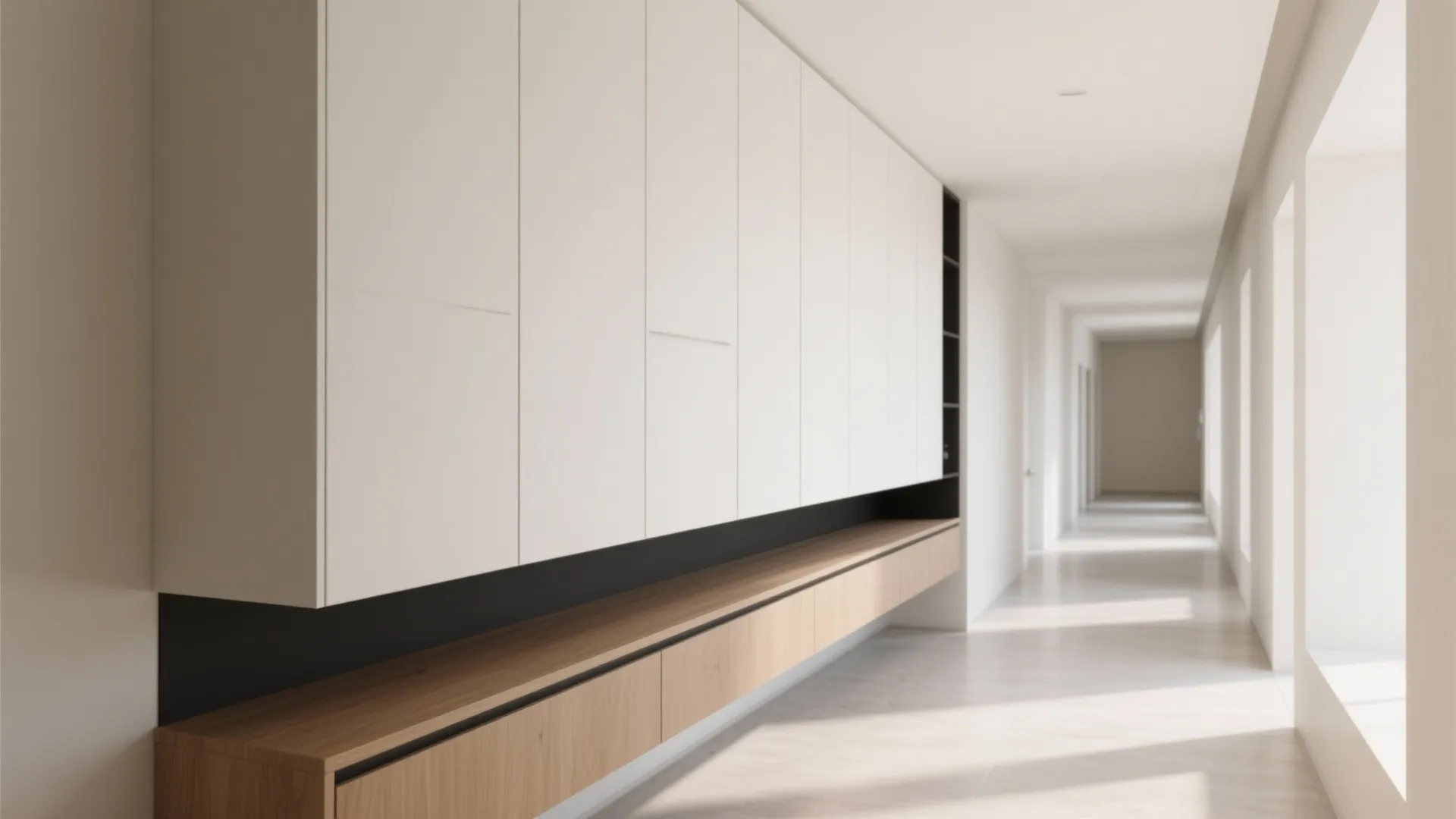 Handleless Minimalism for a Calm Corridor