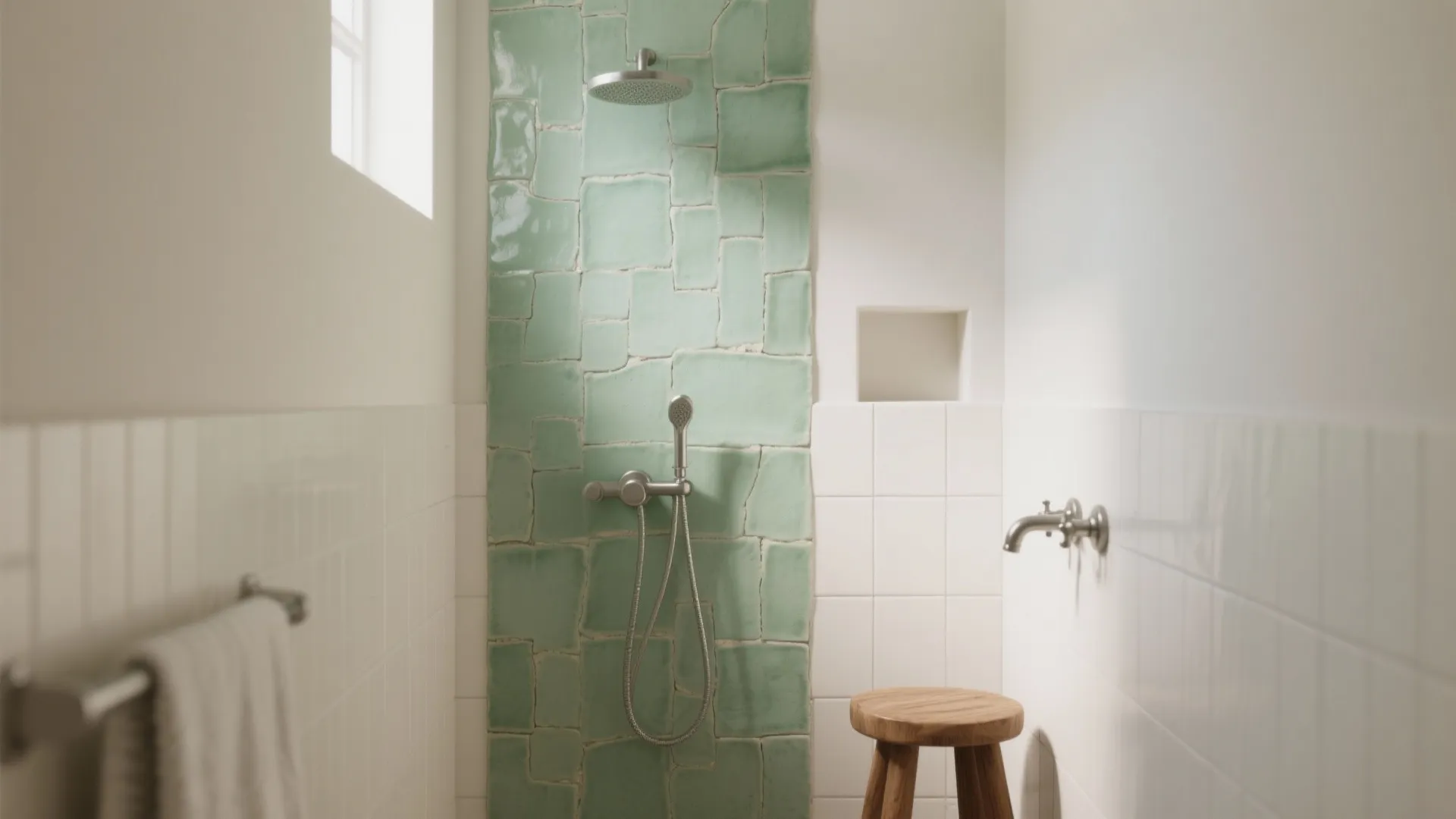 Textured or handmade-look tiles for a subtle feature wall