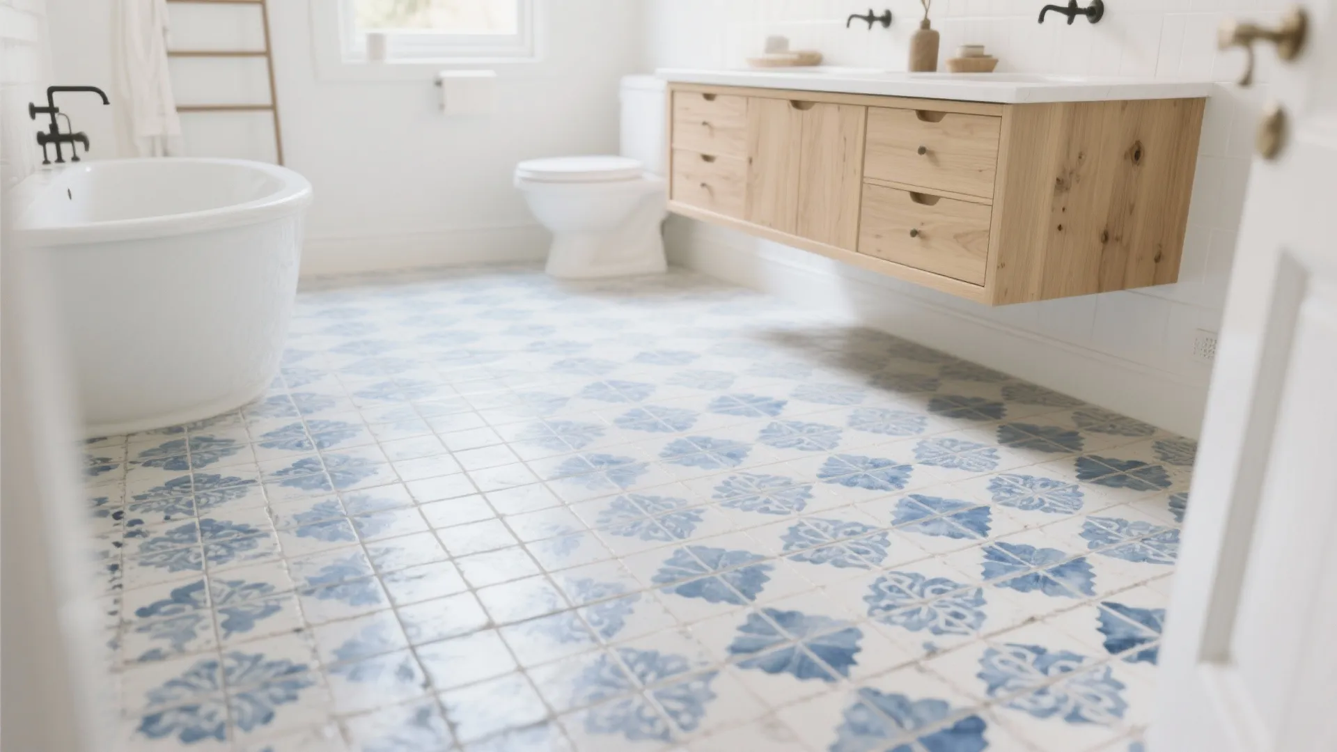 10. Hand-Painted Blue Tiles
