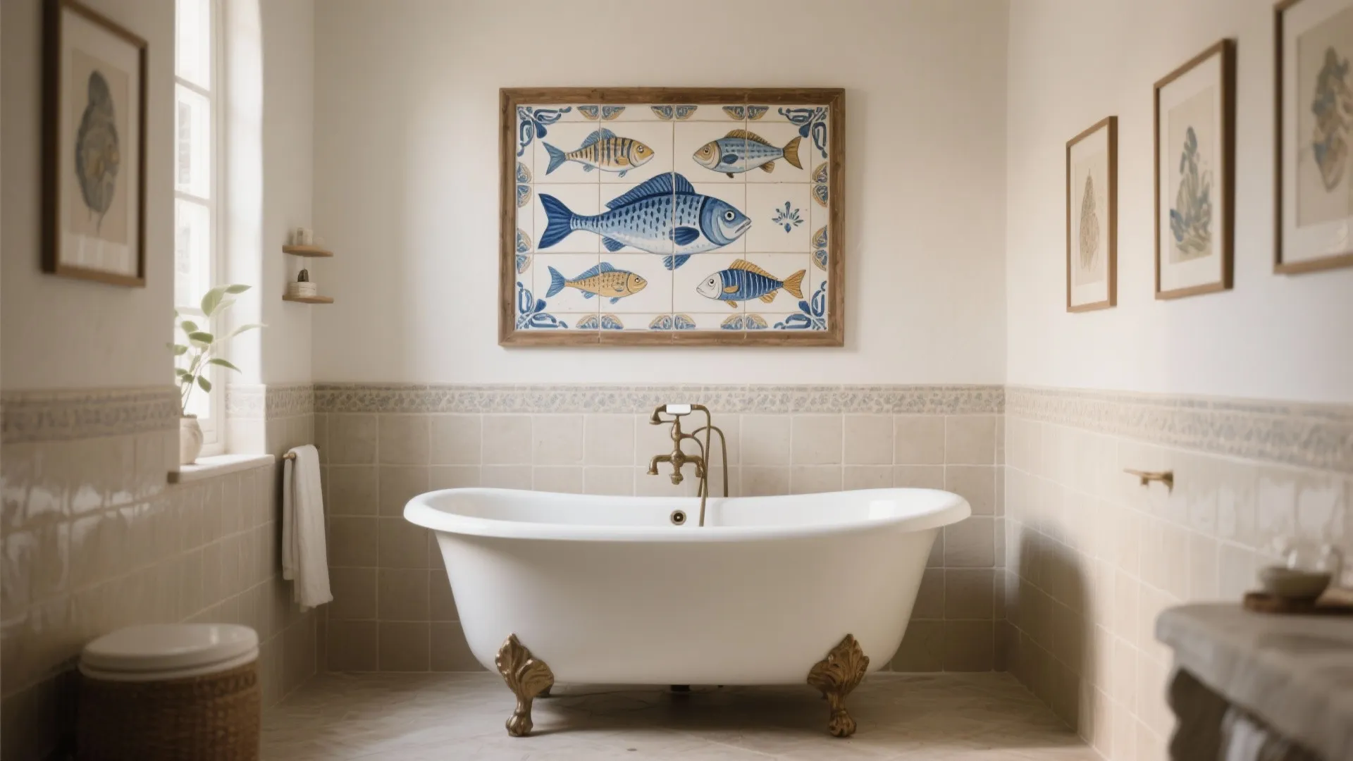 Hand-Painted Fish Tiles as Art Panels