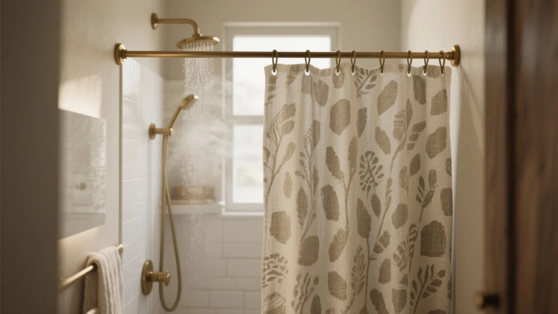 2. Replace the Shower Curtain with a Hand-Printed Textile