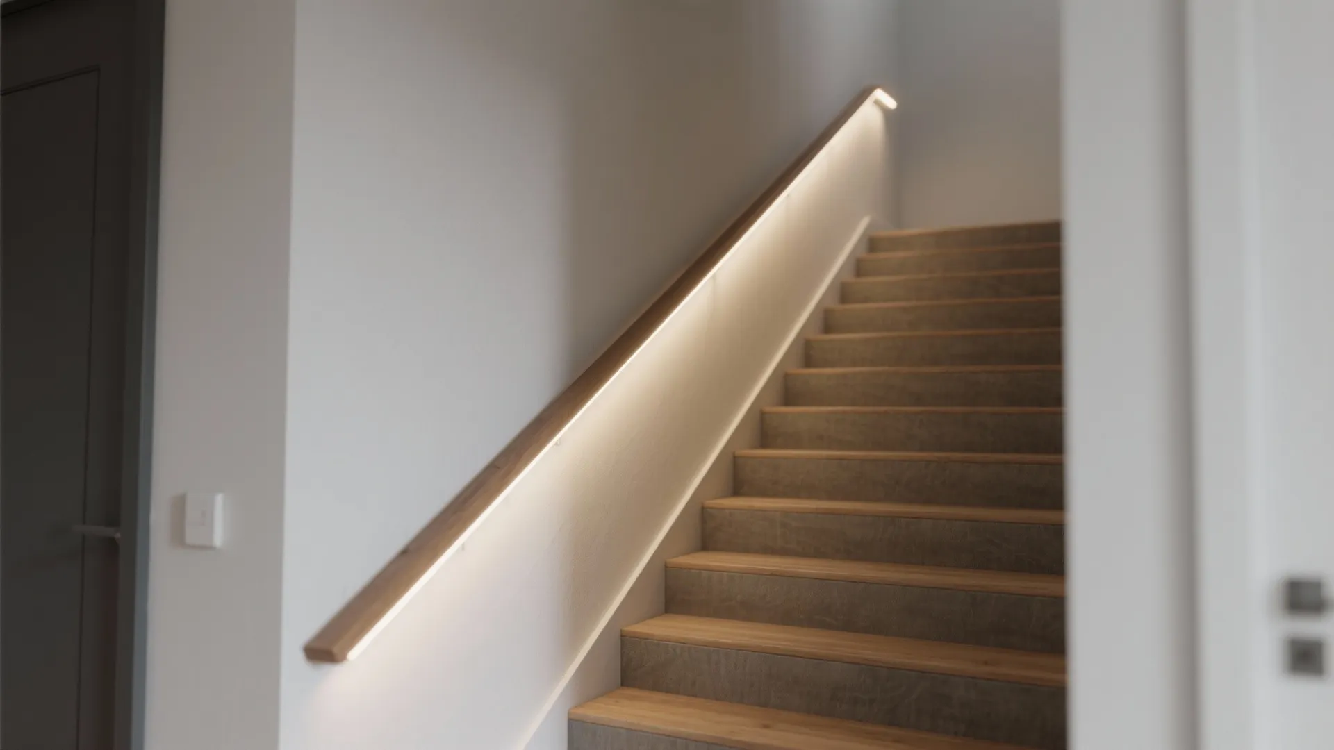 2. Linear LED Strips Along the Handrail