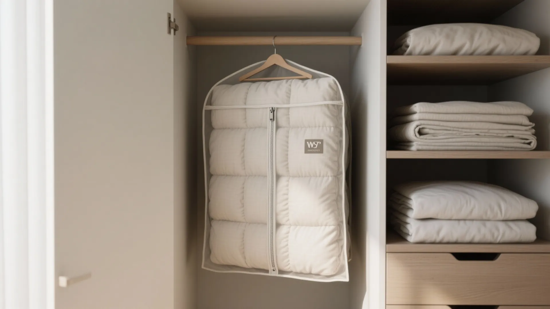 4. Hanging garment bags and shelf dividers