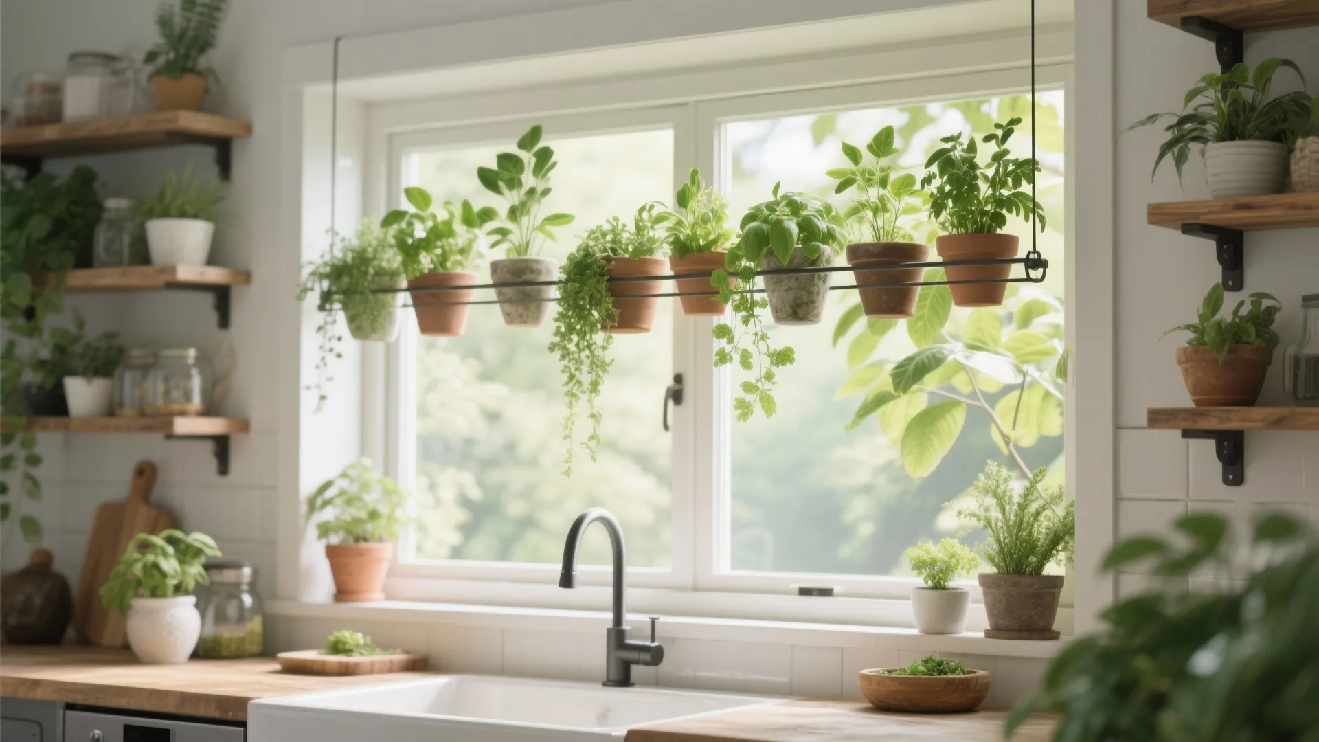 3. Hanging Greenery Shelves