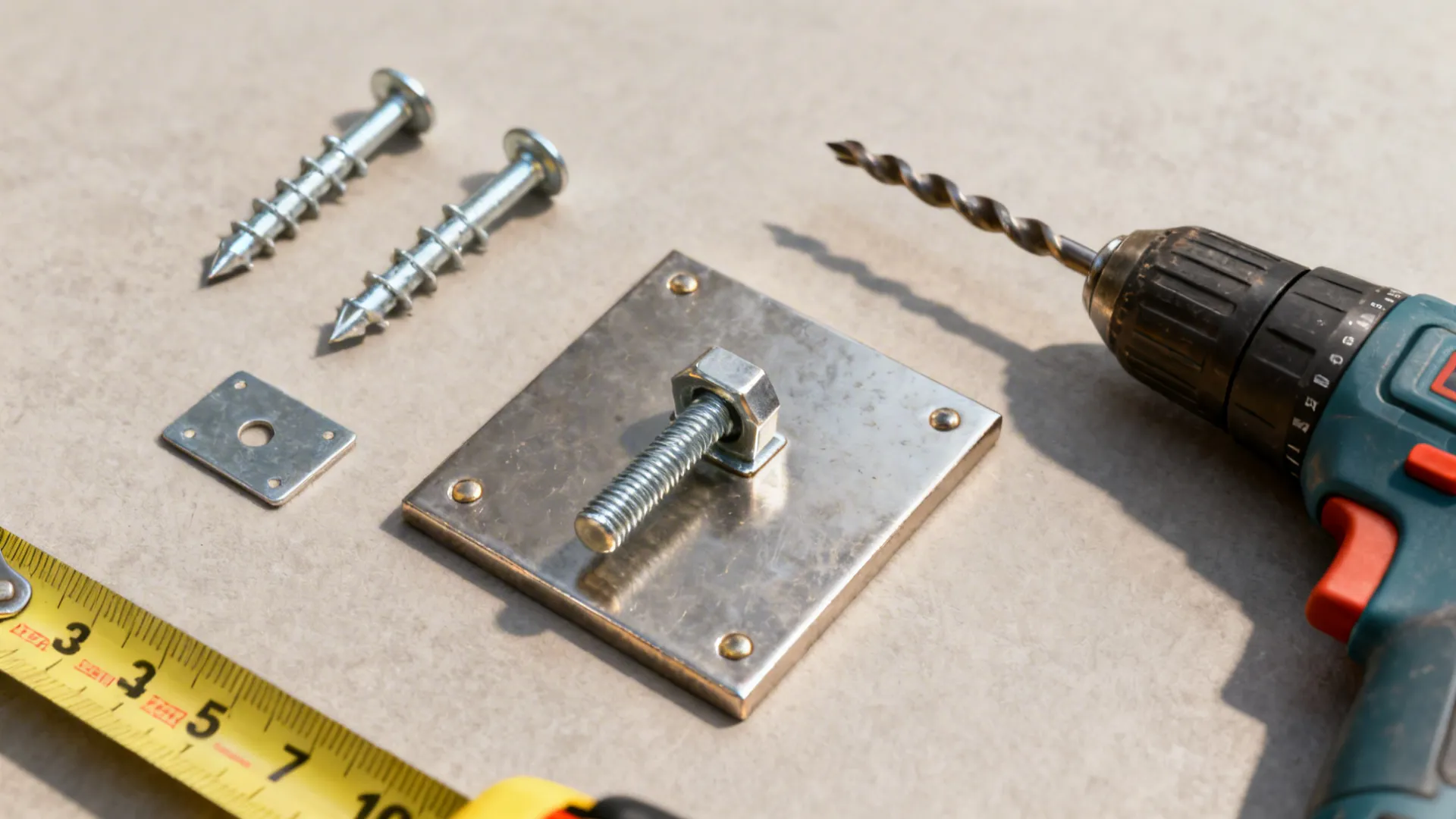 Close-up of proper wall anchors and hanging hardware for safe metal art installation.