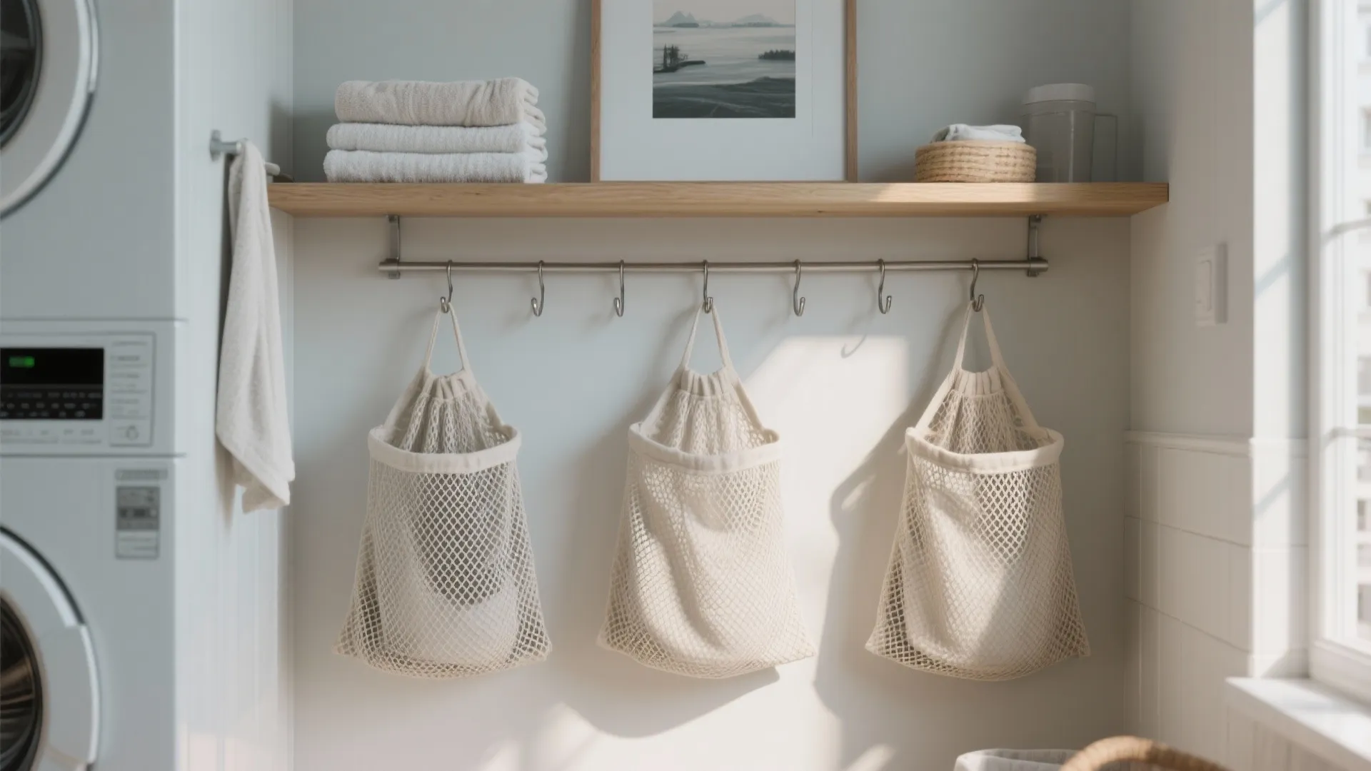 4. Hanging mesh or wall-mounted bins