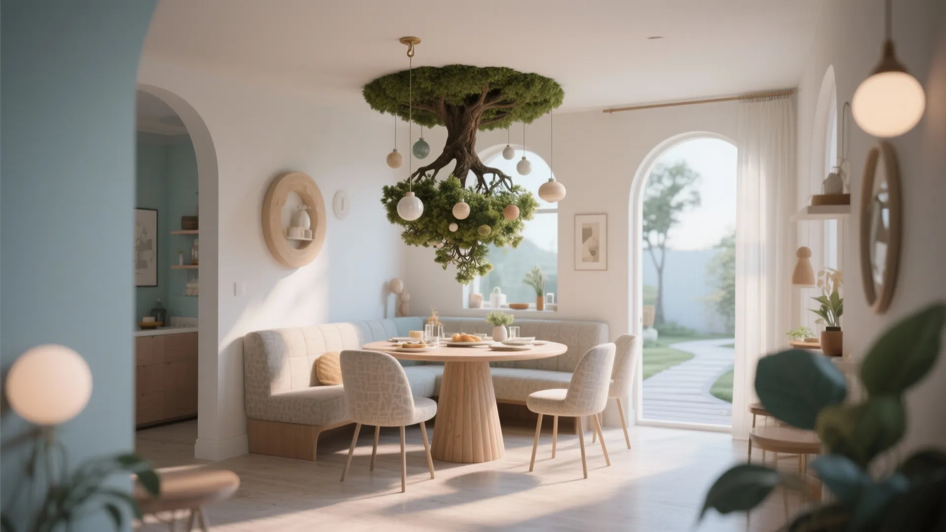 Hanging mini-tree from ceiling or shelf