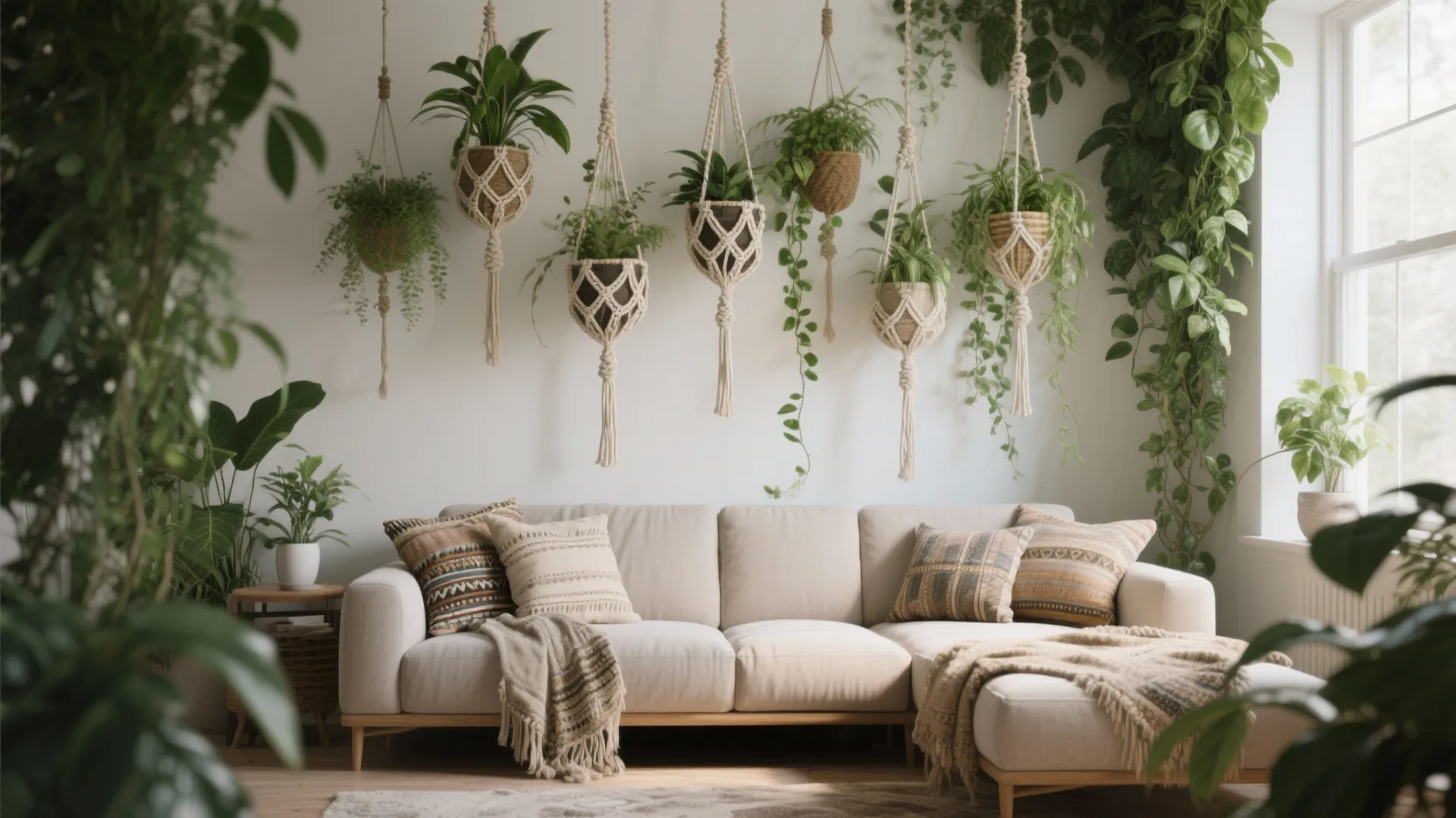 2. Hanging Planters Above Seating Areas