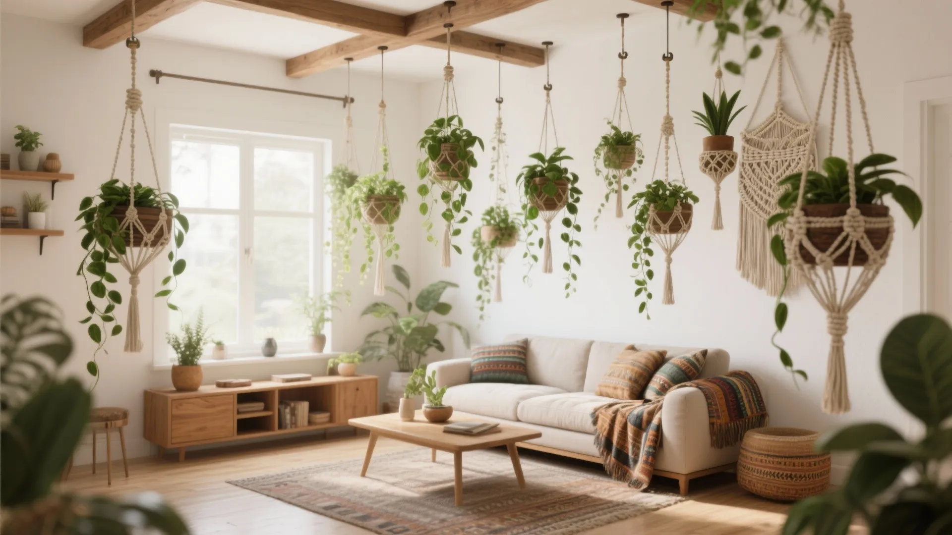2. Hanging Planters for Vertical Interest