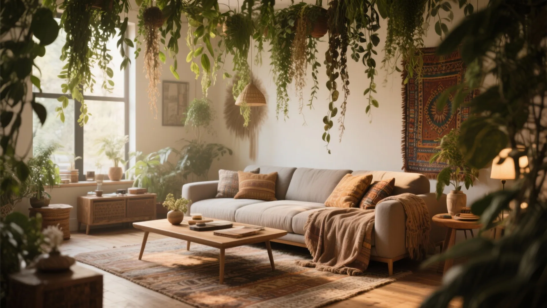 3. Hanging Plants Over the Sofa