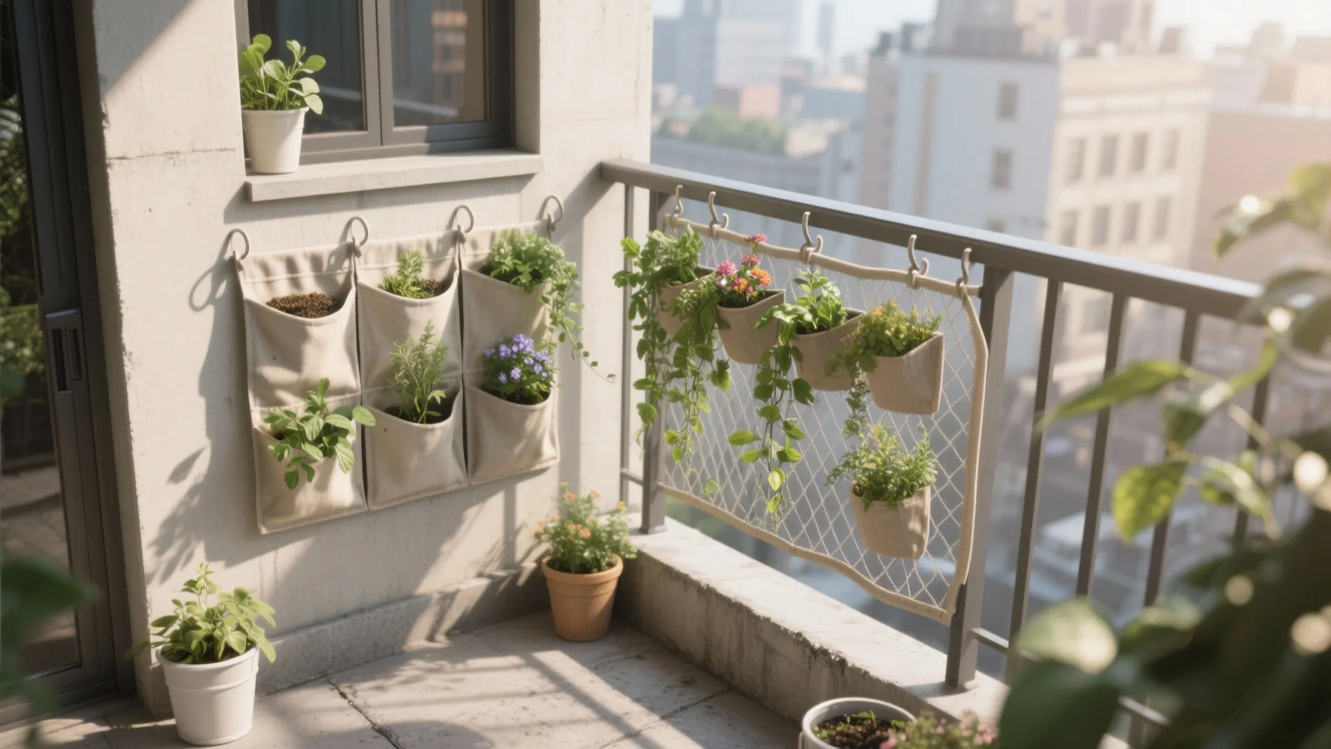 3. Hanging pocket gardens for balconies