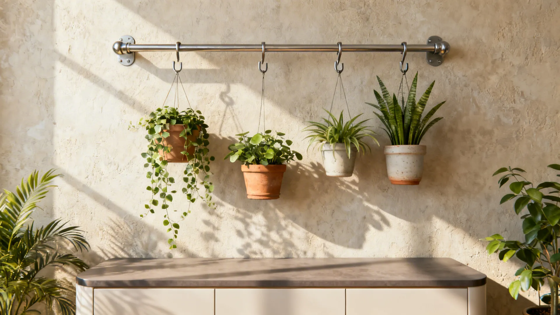 3. Hanging rail with planters