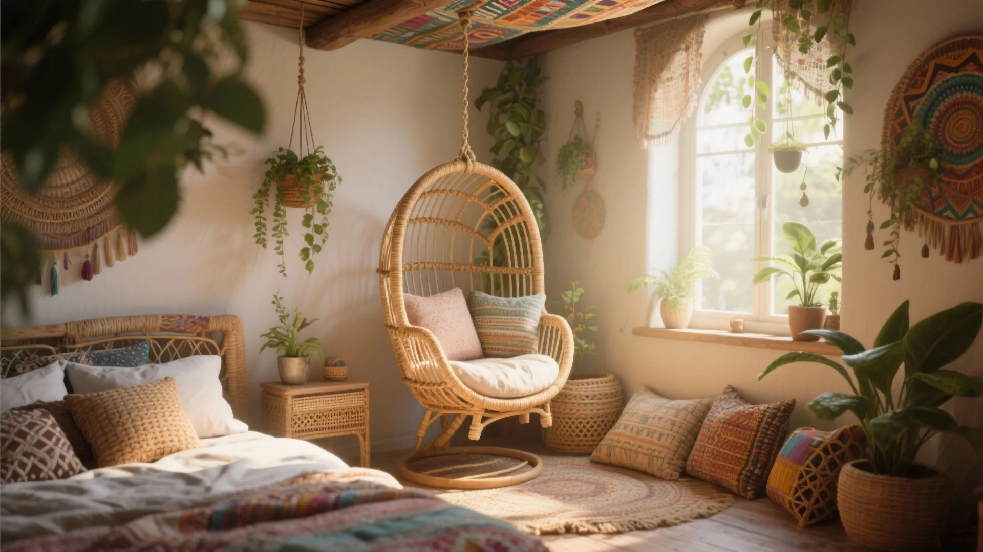 3. Hanging Rattan Chair