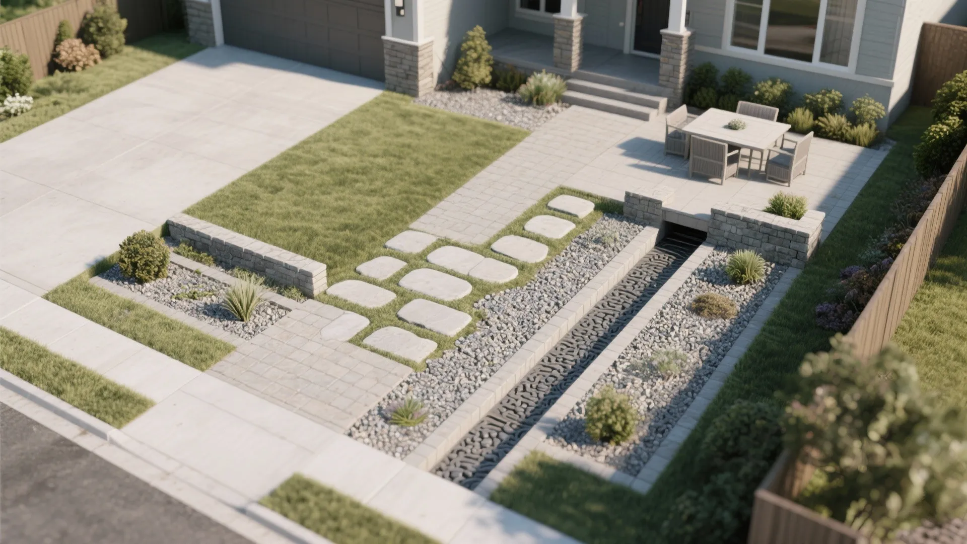 2. Hardscape first, green second