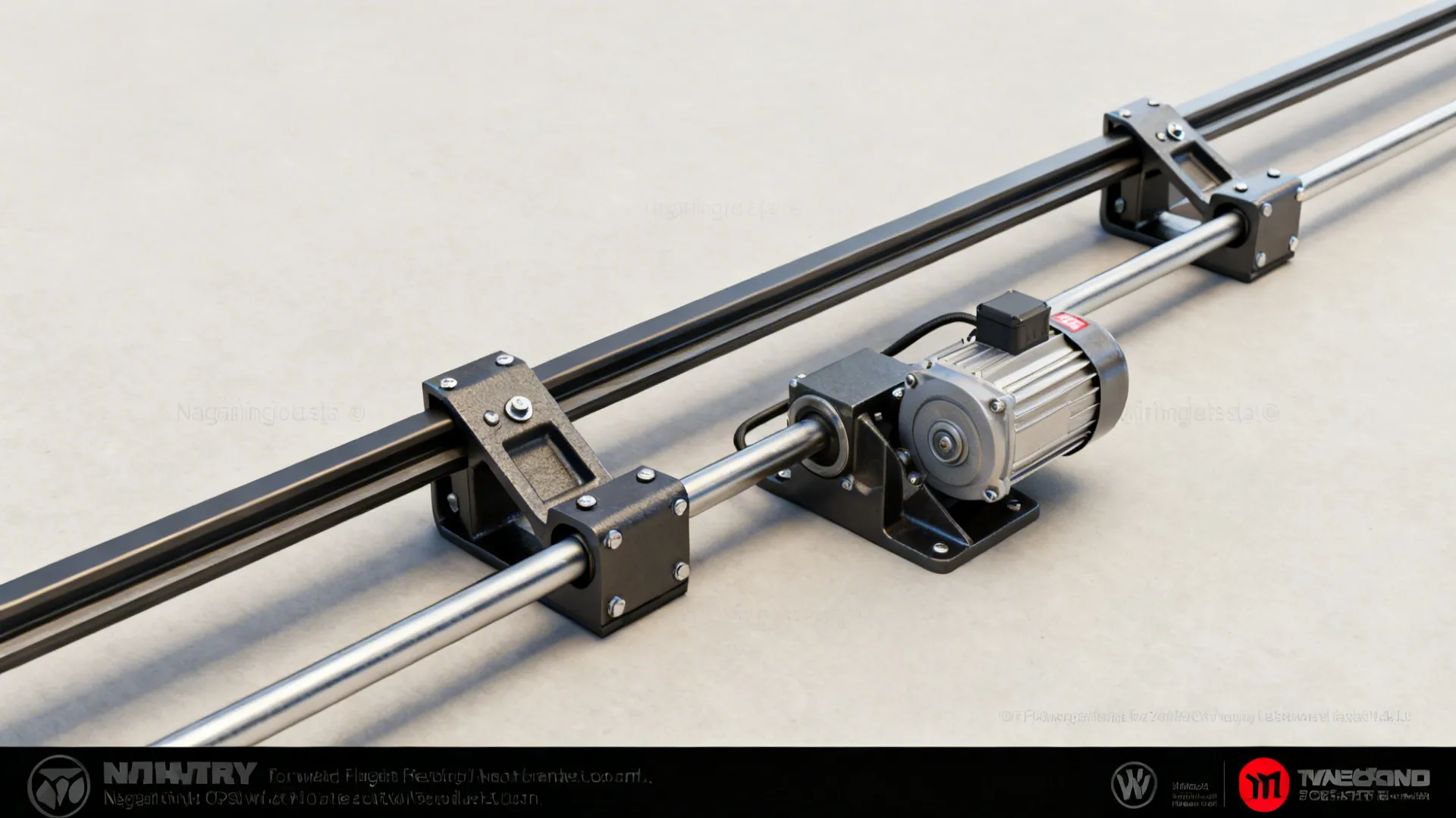 Close-up of reinforced curtain hardware and motorized track components for wide continuous runs.