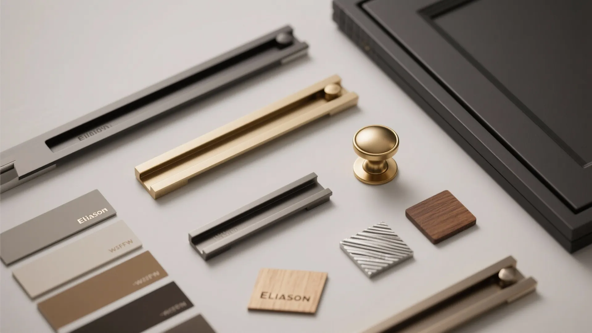 5. Mix of handles: integrated pulls and a statement knob