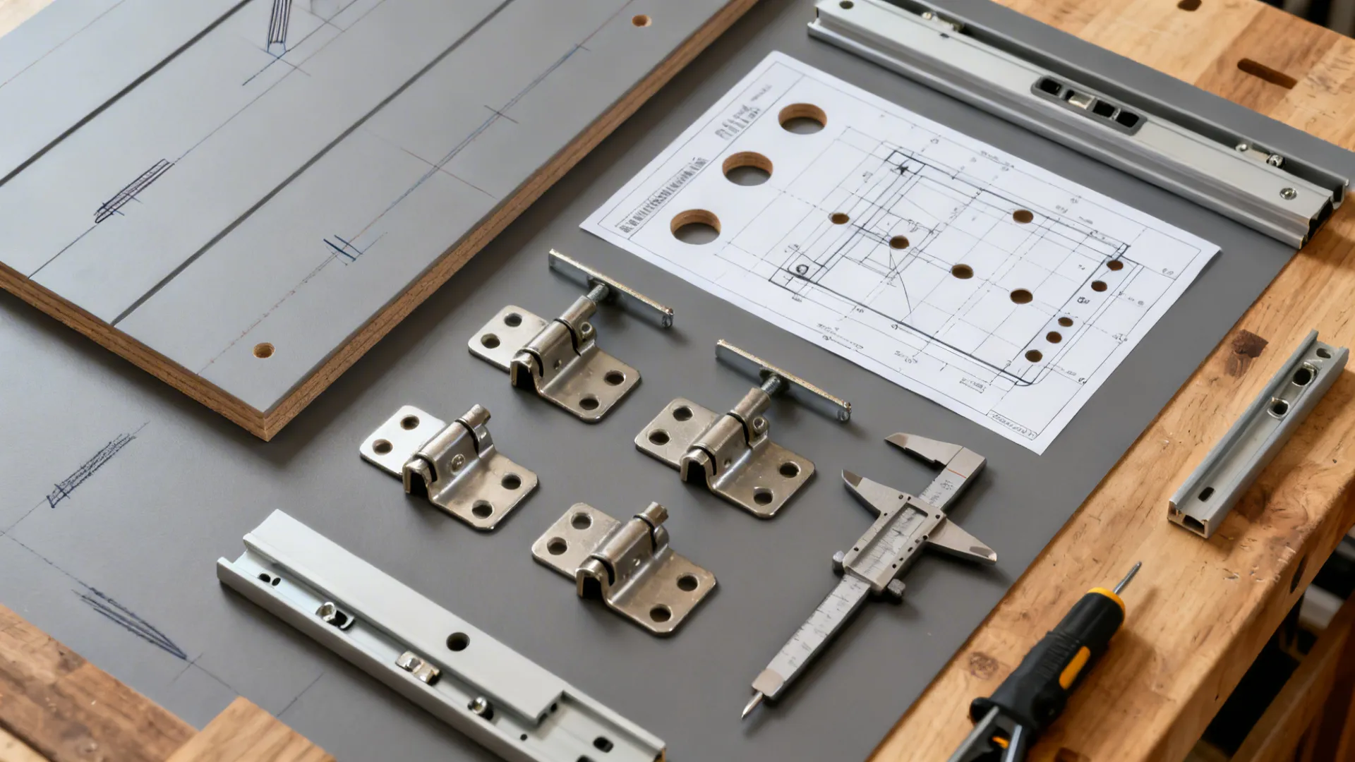 Parametric hardware drilling patterns align with cut lists