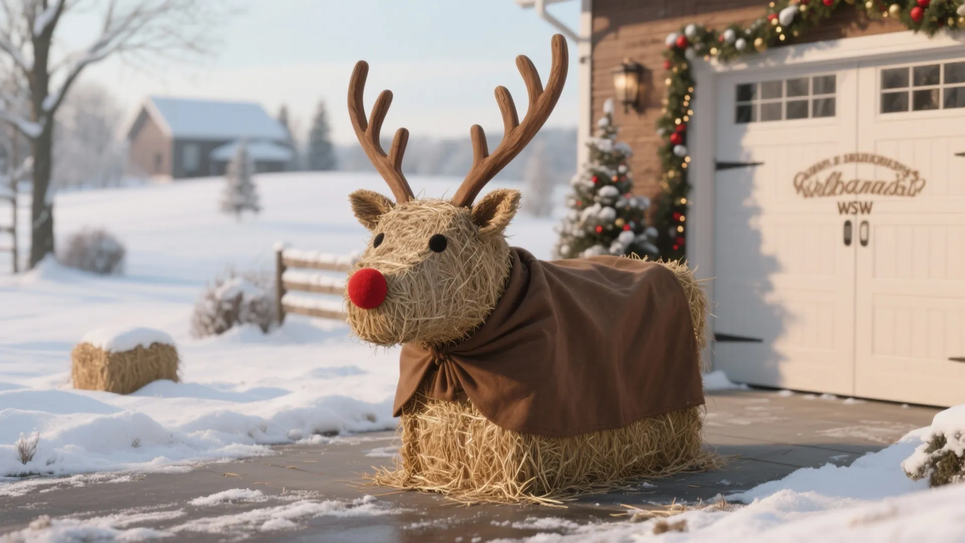 5. Hay Bale Reindeer