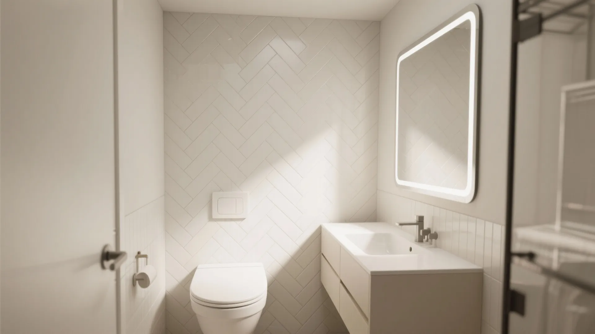 Herringbone or Diagonal Layouts That Visually Stretch