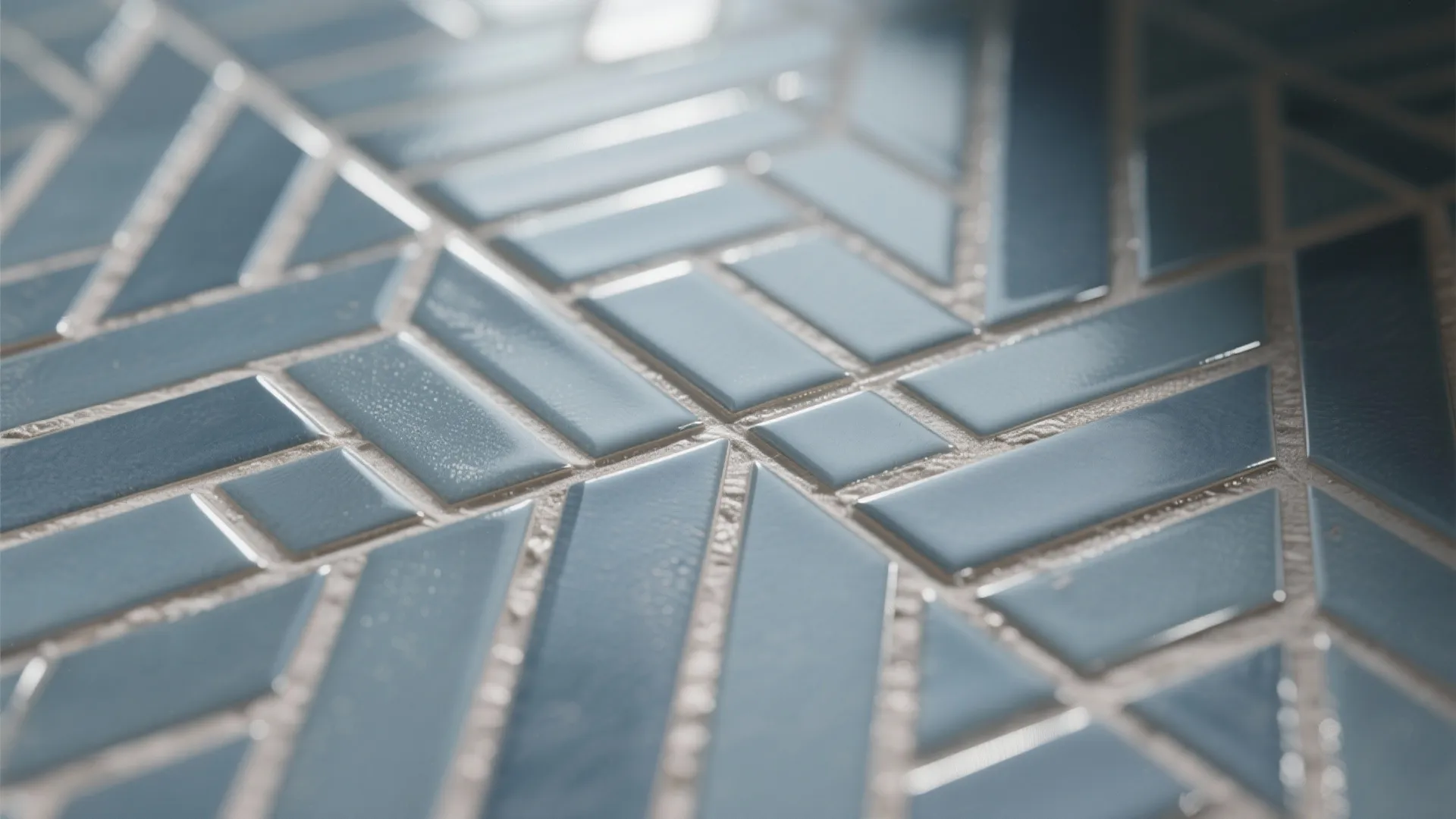 Blue-Grey Herringbone Accent Wall