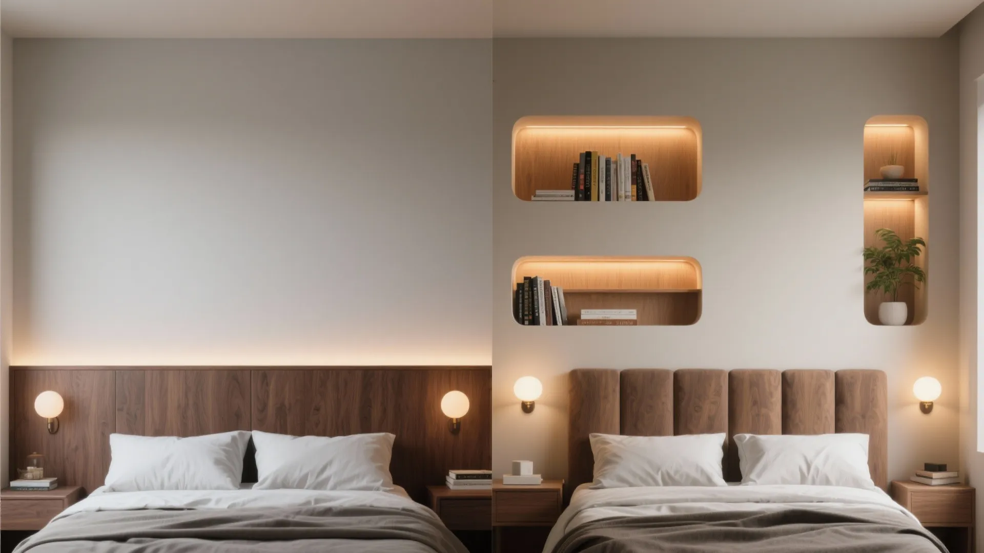 3. Create a built-in headboard wall with nooks