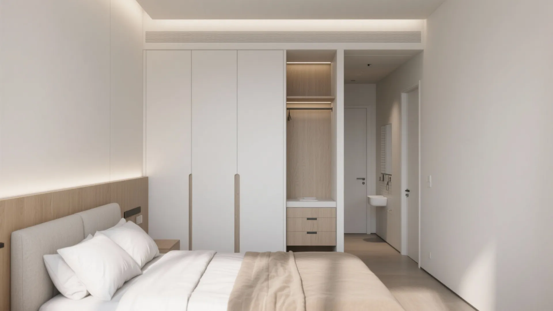 Headboard buffer wall + closet core