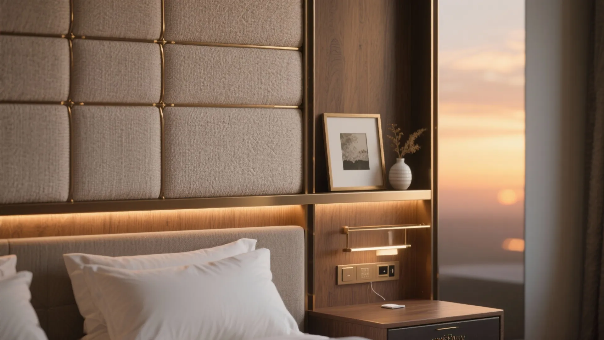 [Section: Idea 4] A Statement Headboard Wall with Hidden Storage