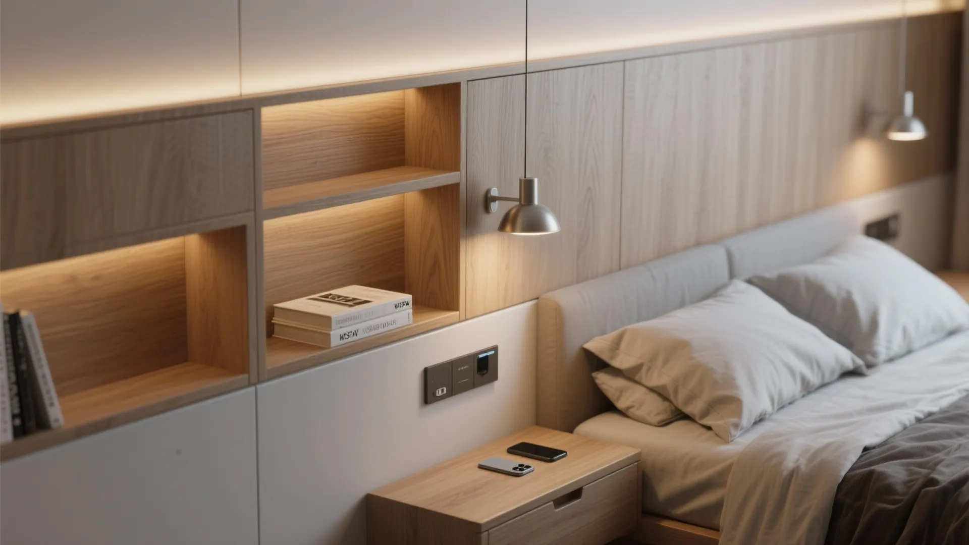 2. Turn the headboard into a functional wall