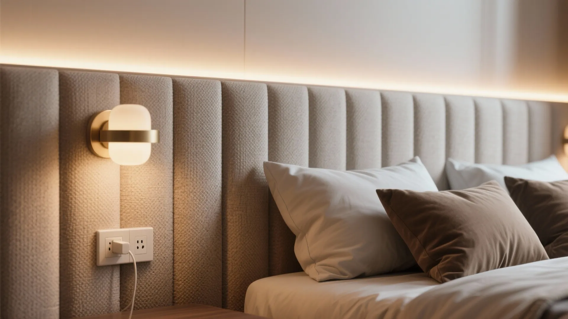 5. Statement Headboard Wall with Integrated Lighting