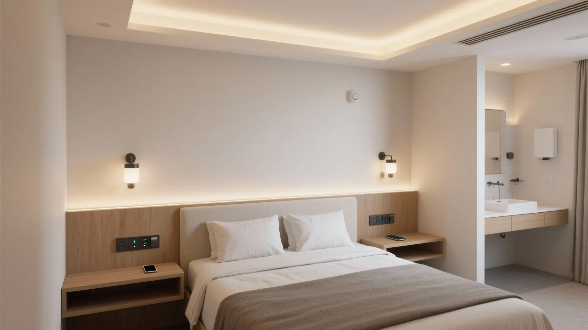 4) Zoned Lighting + Headboard Storage Wall