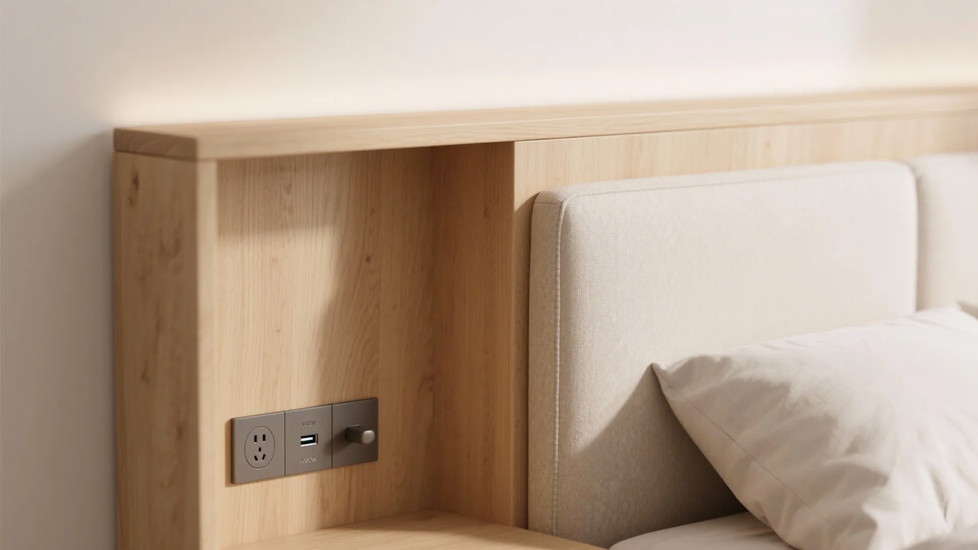 Storage Headboard Wall With Hidden Niches