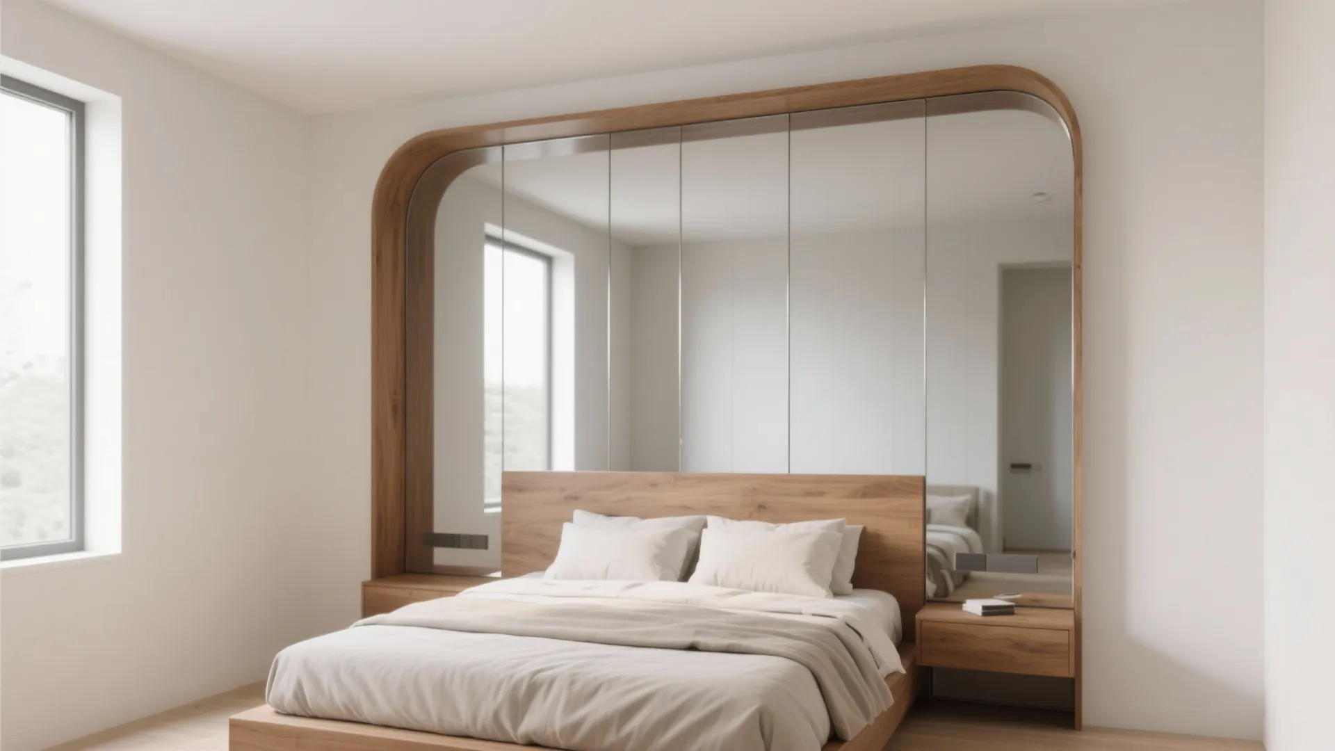 Wall-to-Wall Mirror Behind the Headboard