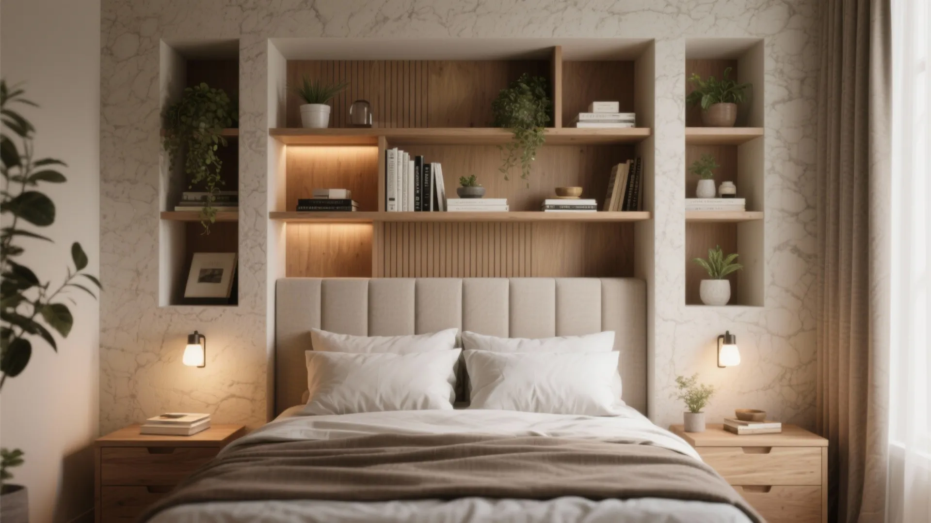 3. Headboard storage and vertical solutions