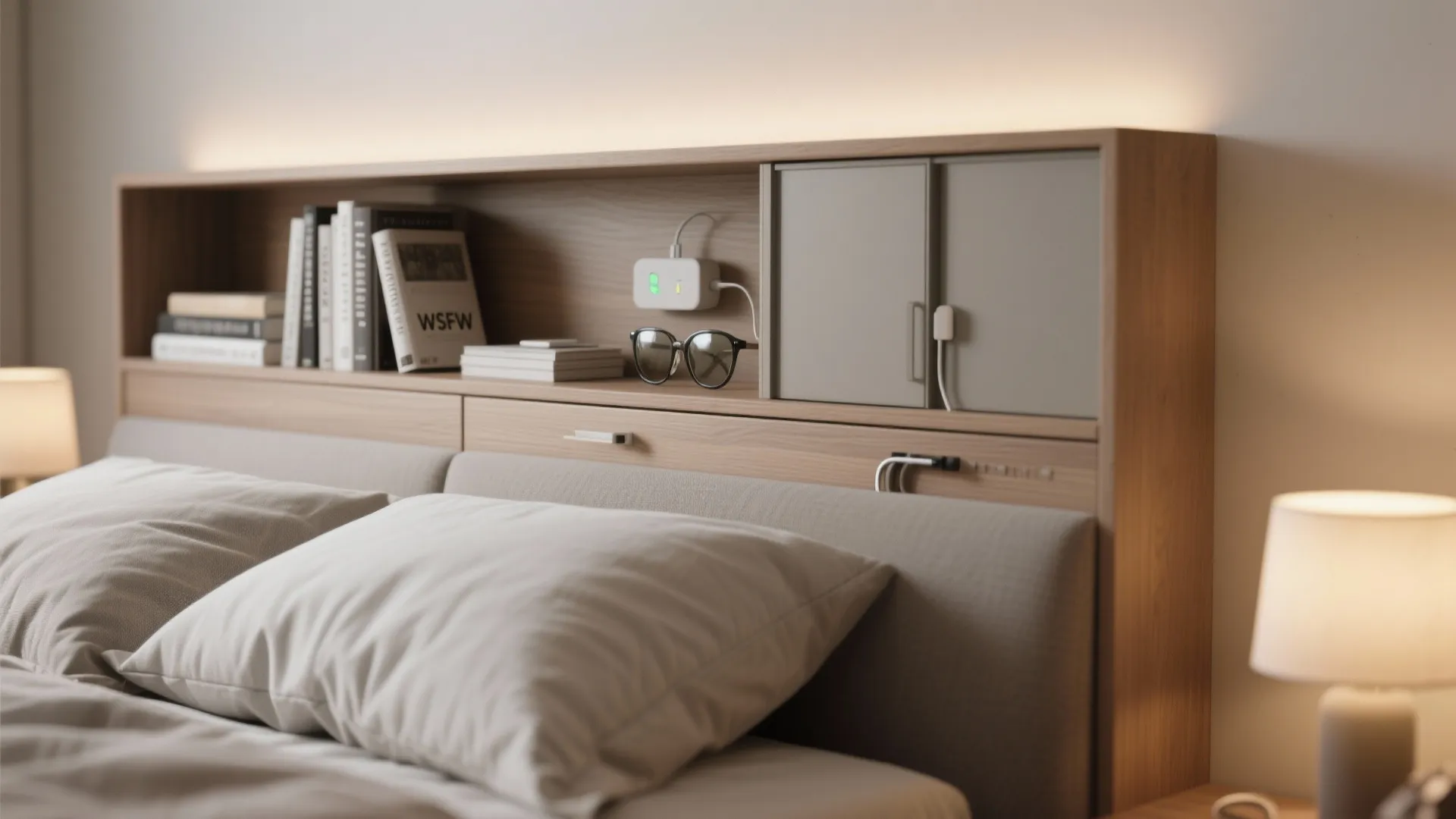 4. Storage headboard with concealed compartments