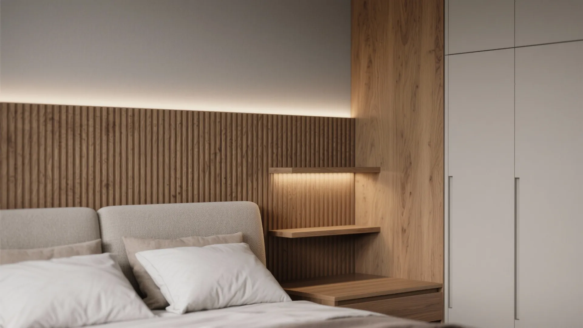 Idea 3: Bedrooms with Full-Height Storage and Headboard Walls