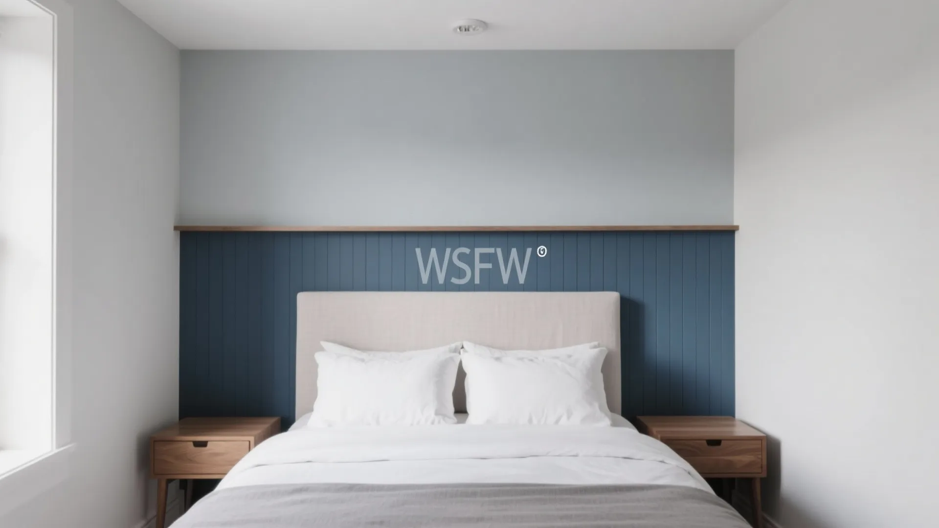 2) Make the headboard wall a quiet statement