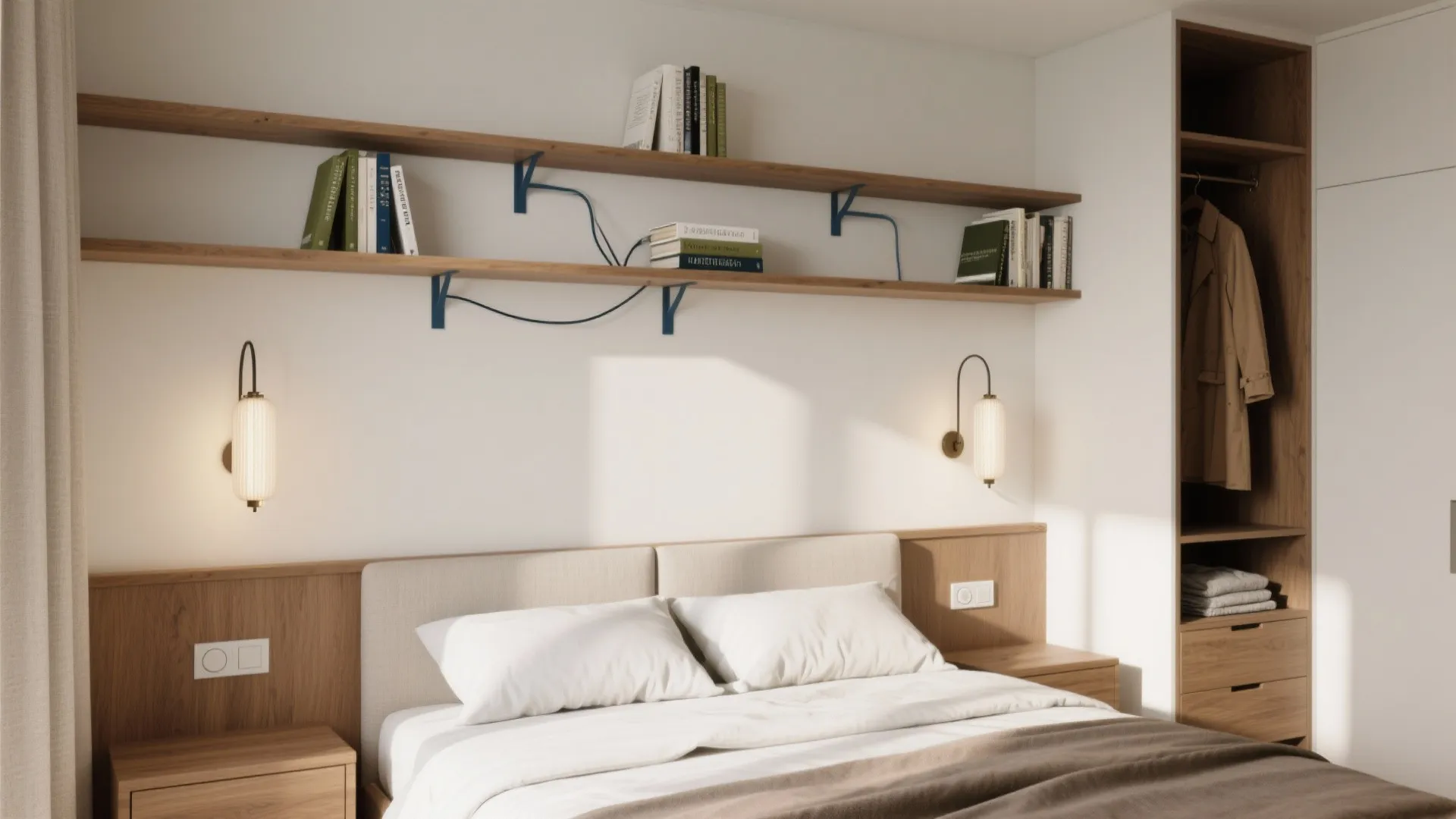 2) Build a headboard wall that actually works for two