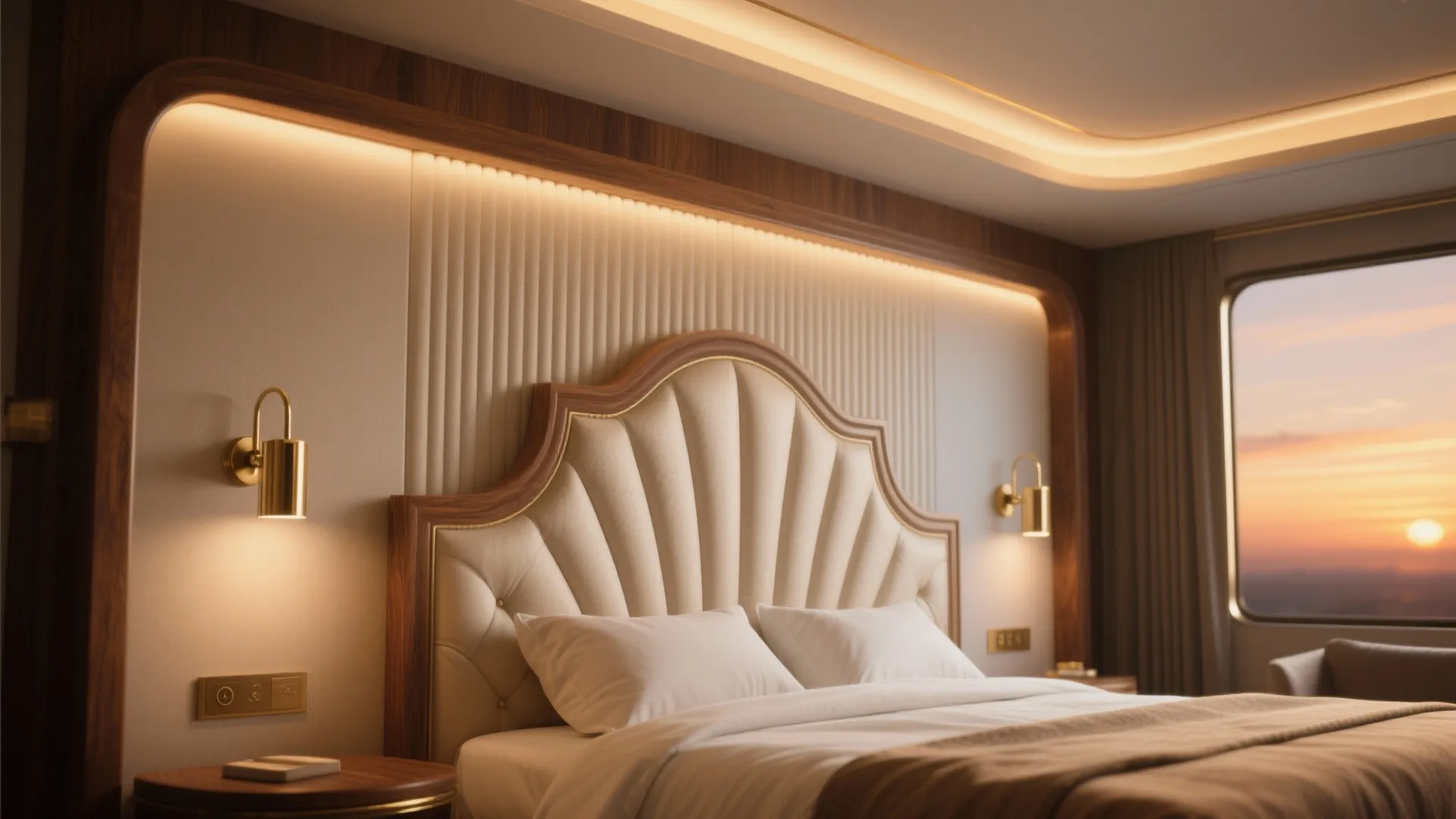 Statement headboard wall with integrated lighting