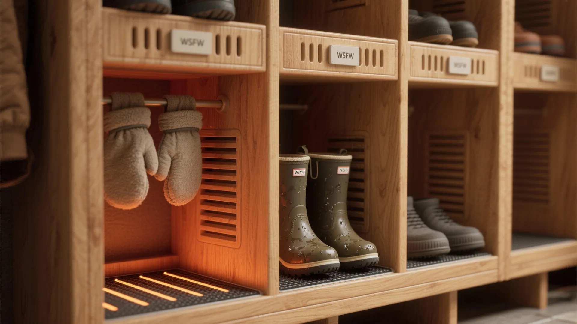 4. Heated Boot Shelves and Ventilated Storage