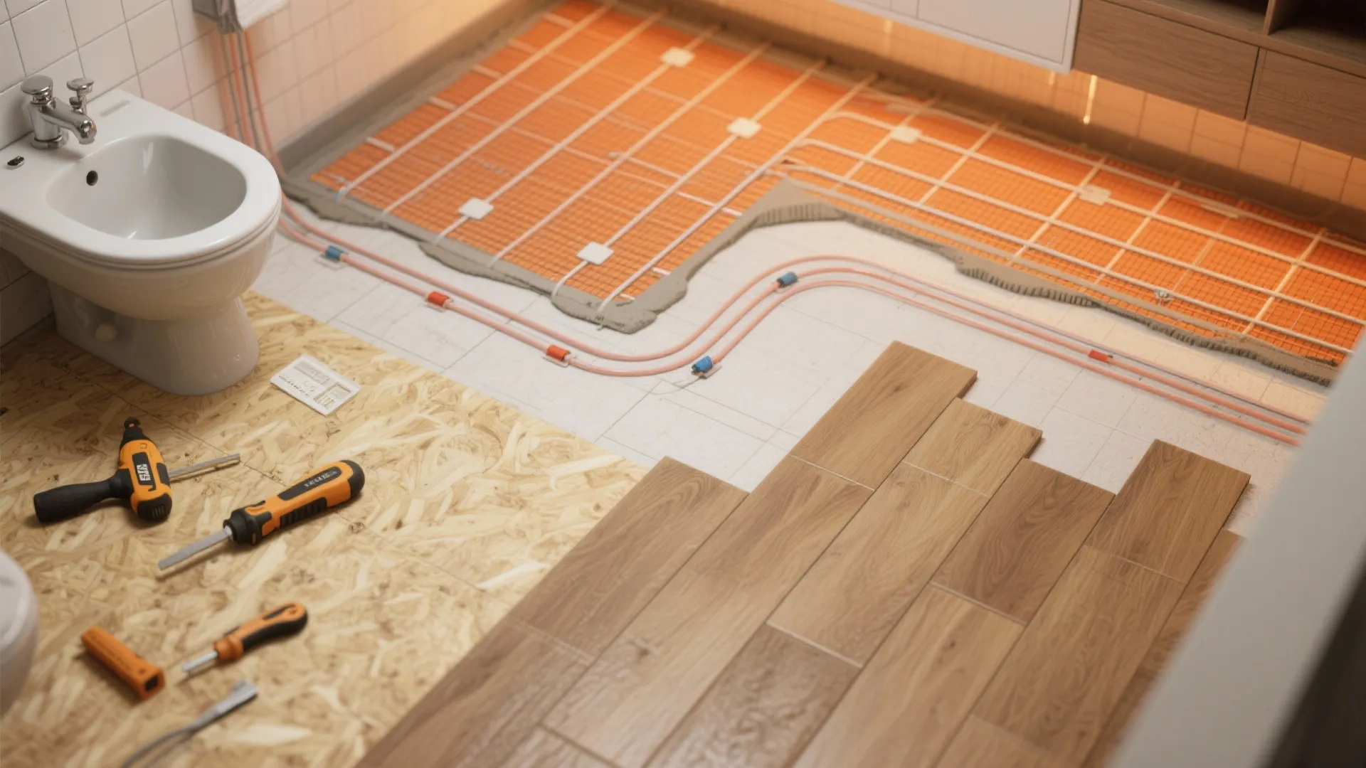 Cozy Spa Vibes: Radiant Heat Under Wood-Look Tile